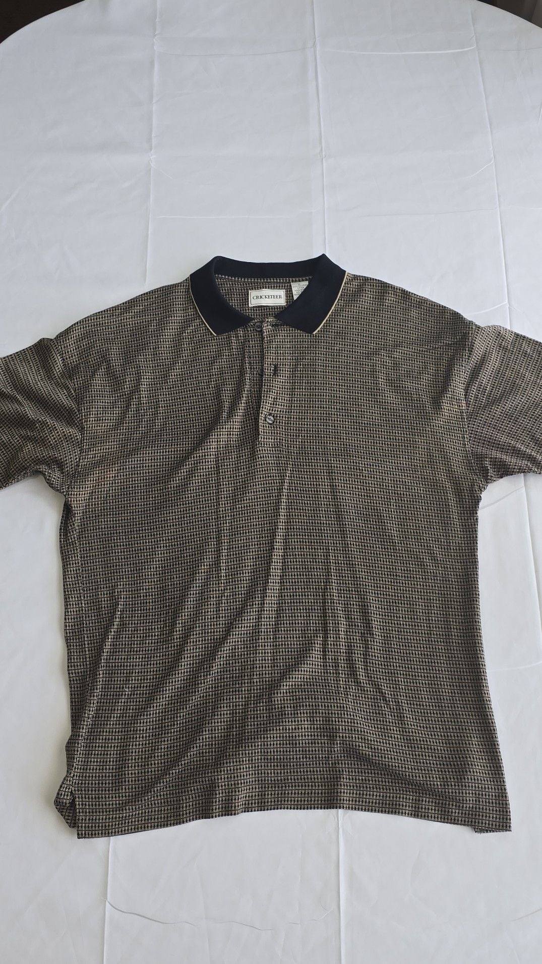 Vintage Cricketeer Mercerized Cotton Knit Polo Shirt XL Brown Black Pattern 2