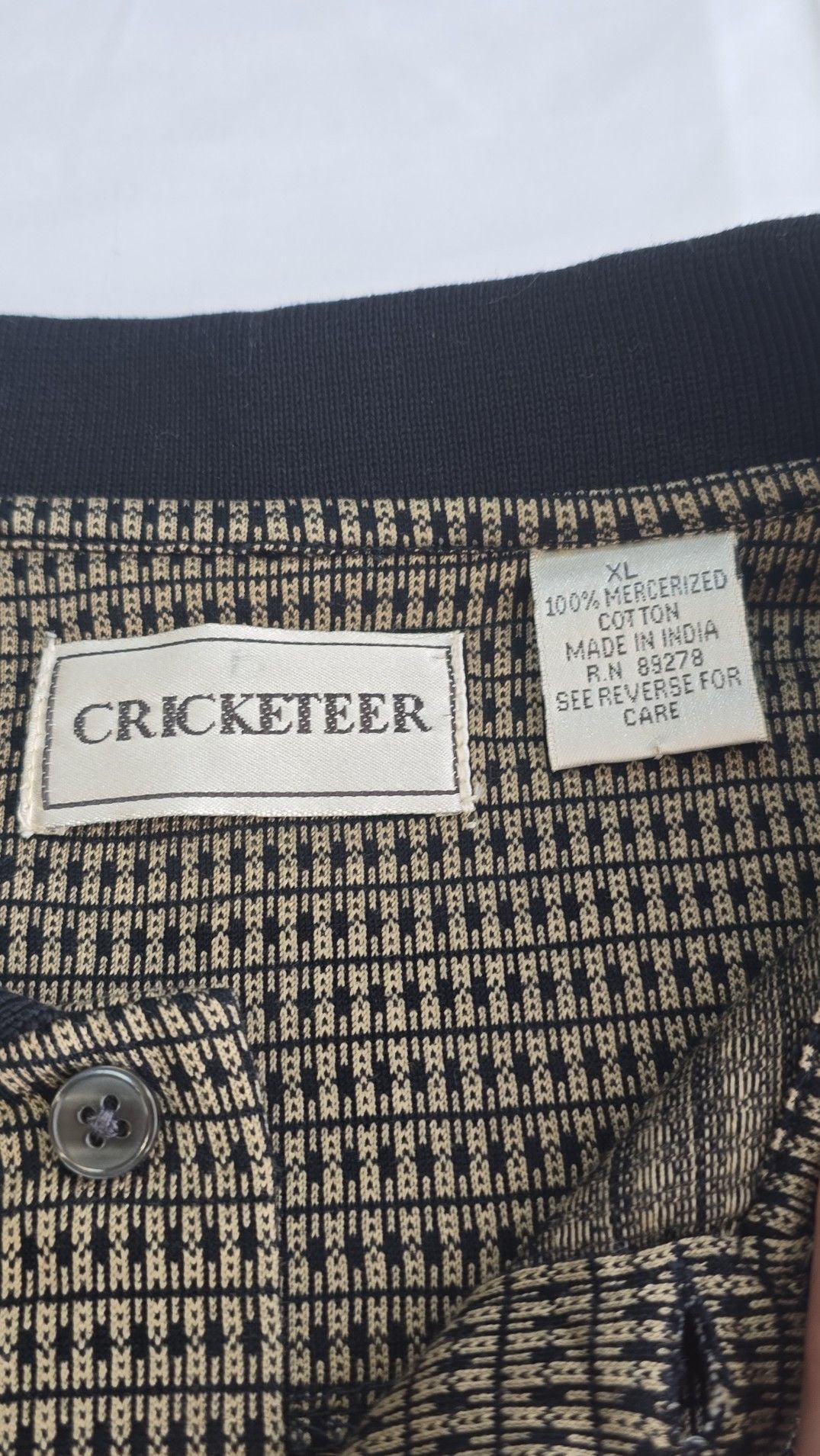 Vintage Cricketeer Mercerized Cotton Knit Polo Shirt XL Brown Black Pattern 3