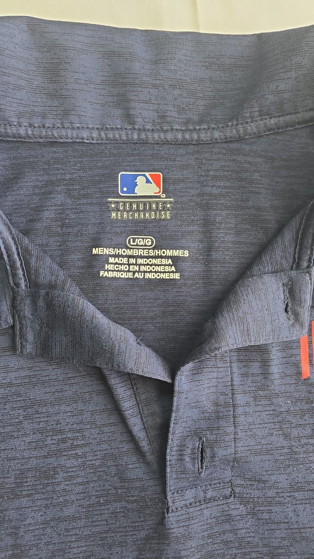 MLB Cleveland Indians Men's Navy Blue Striated Performance Polo Shirt Size Large 3