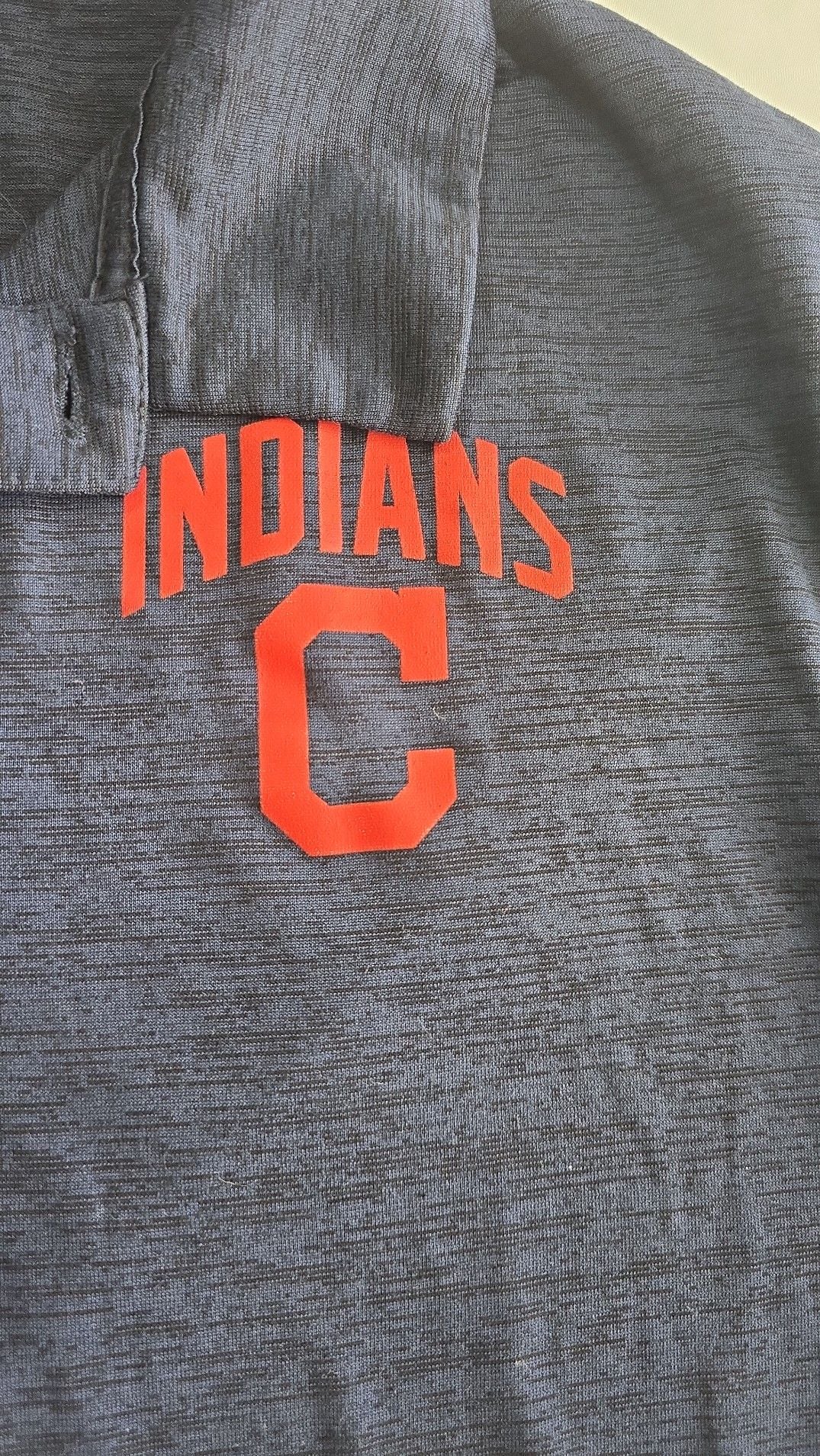 MLB Cleveland Indians Men's Navy Blue Striated Performance Polo Shirt Size Large 4