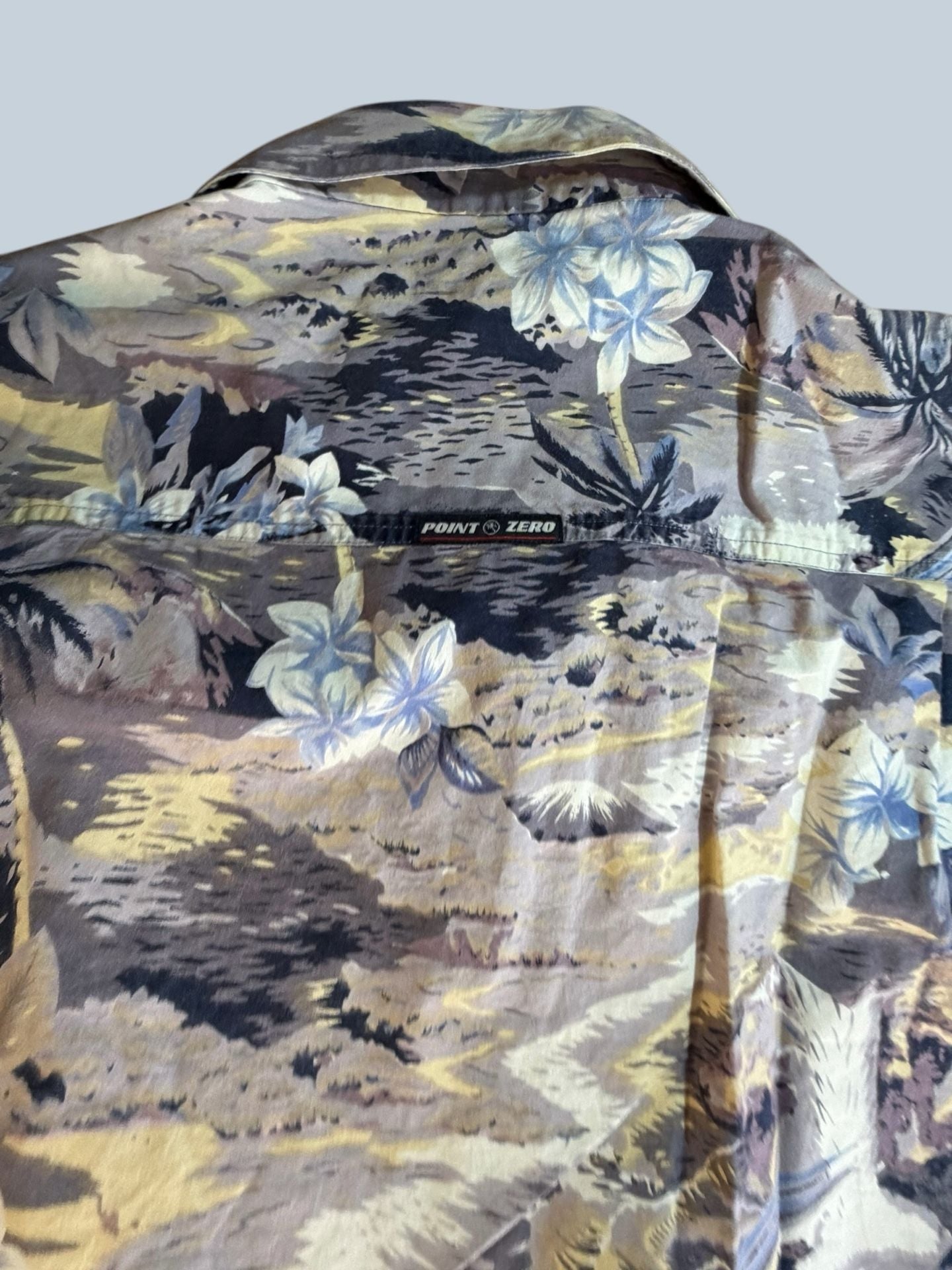 Vintage Point Zero Mens Hawaiian Tropical Palm Tree Floral Button Down Shirt XLT 6