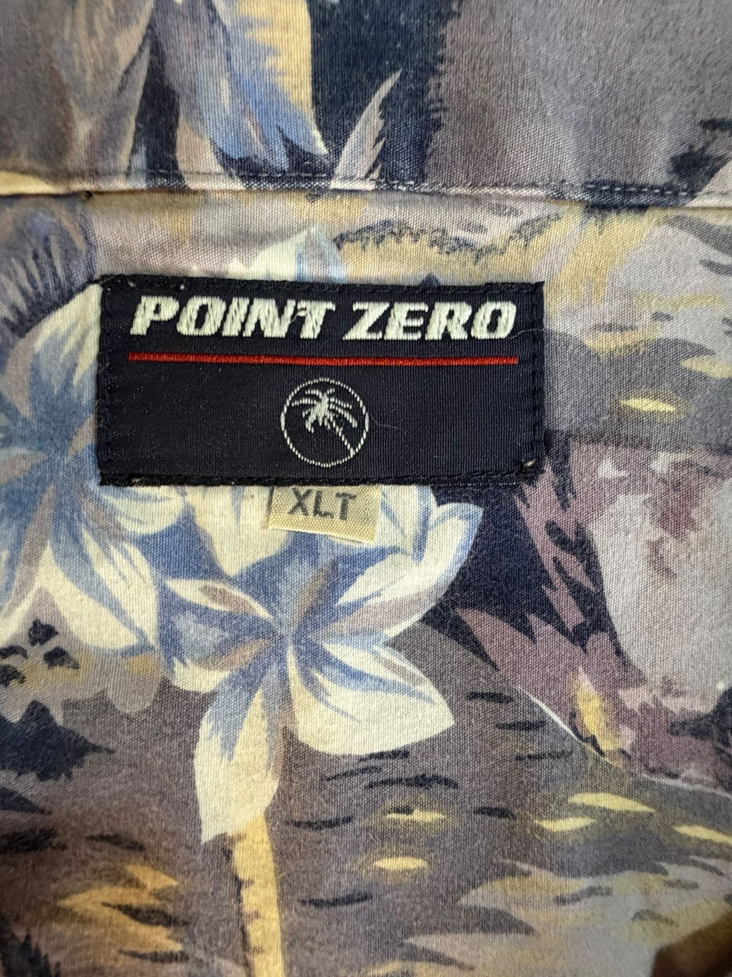 Vintage Point Zero Mens Hawaiian Tropical Palm Tree Floral Button Down Shirt XLT 7