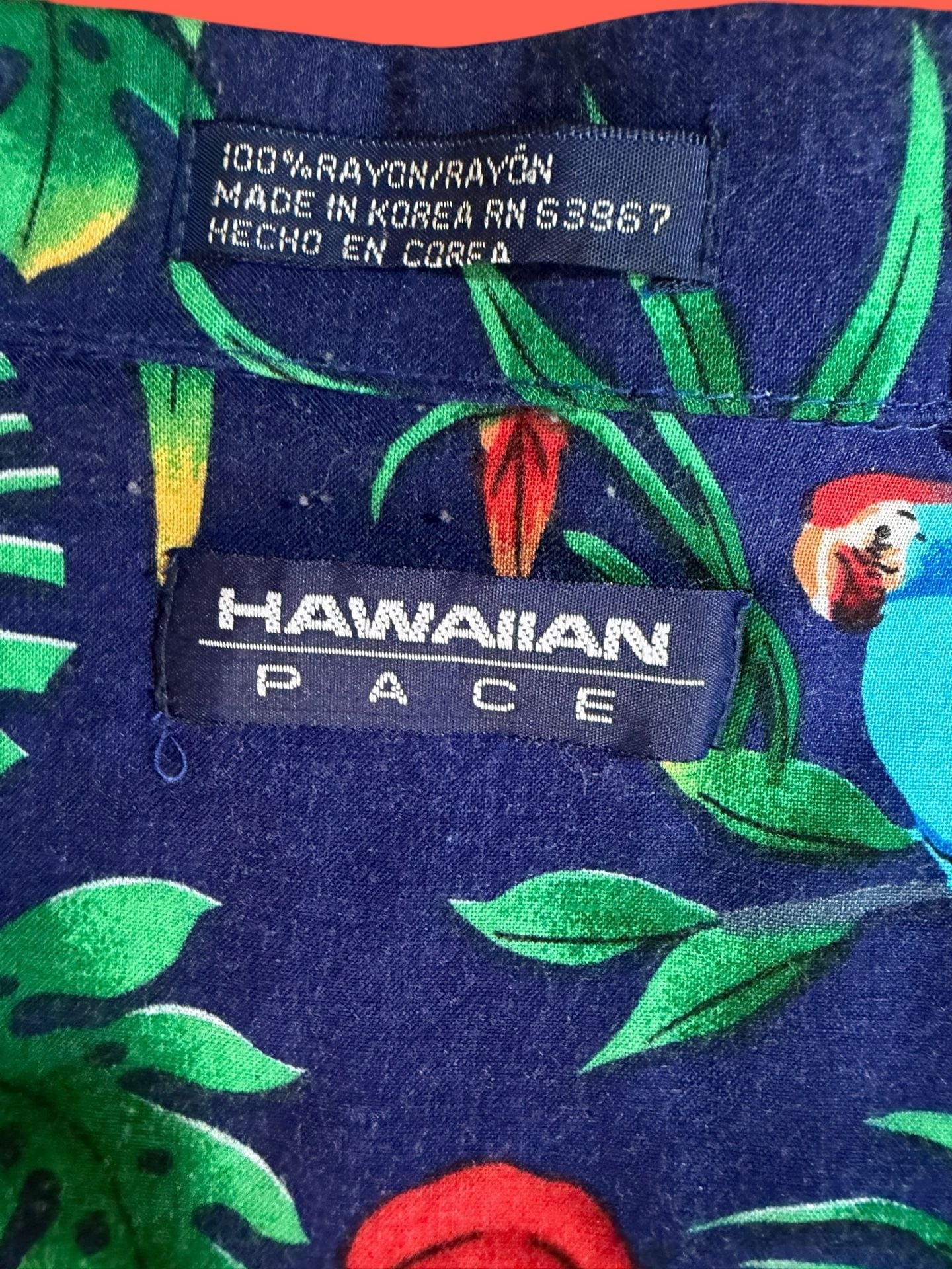 Vintage Hawaiian Pace Men's XL Rayon Tropical Parrot Hibiscus Aloha Shirt 7