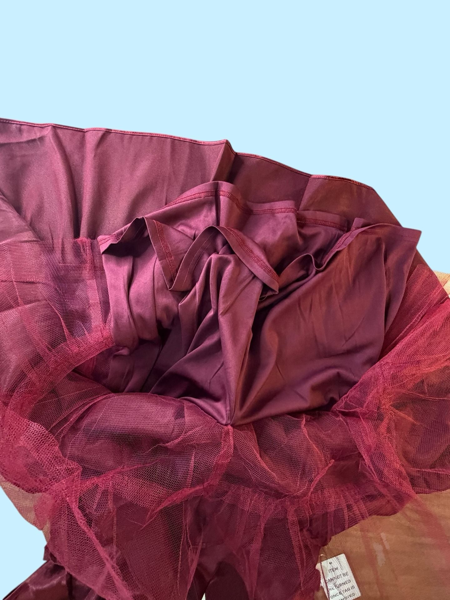 Joyfolie Lorelei Satin Tiered Ruffle Dress in Burgundy Size 12 10