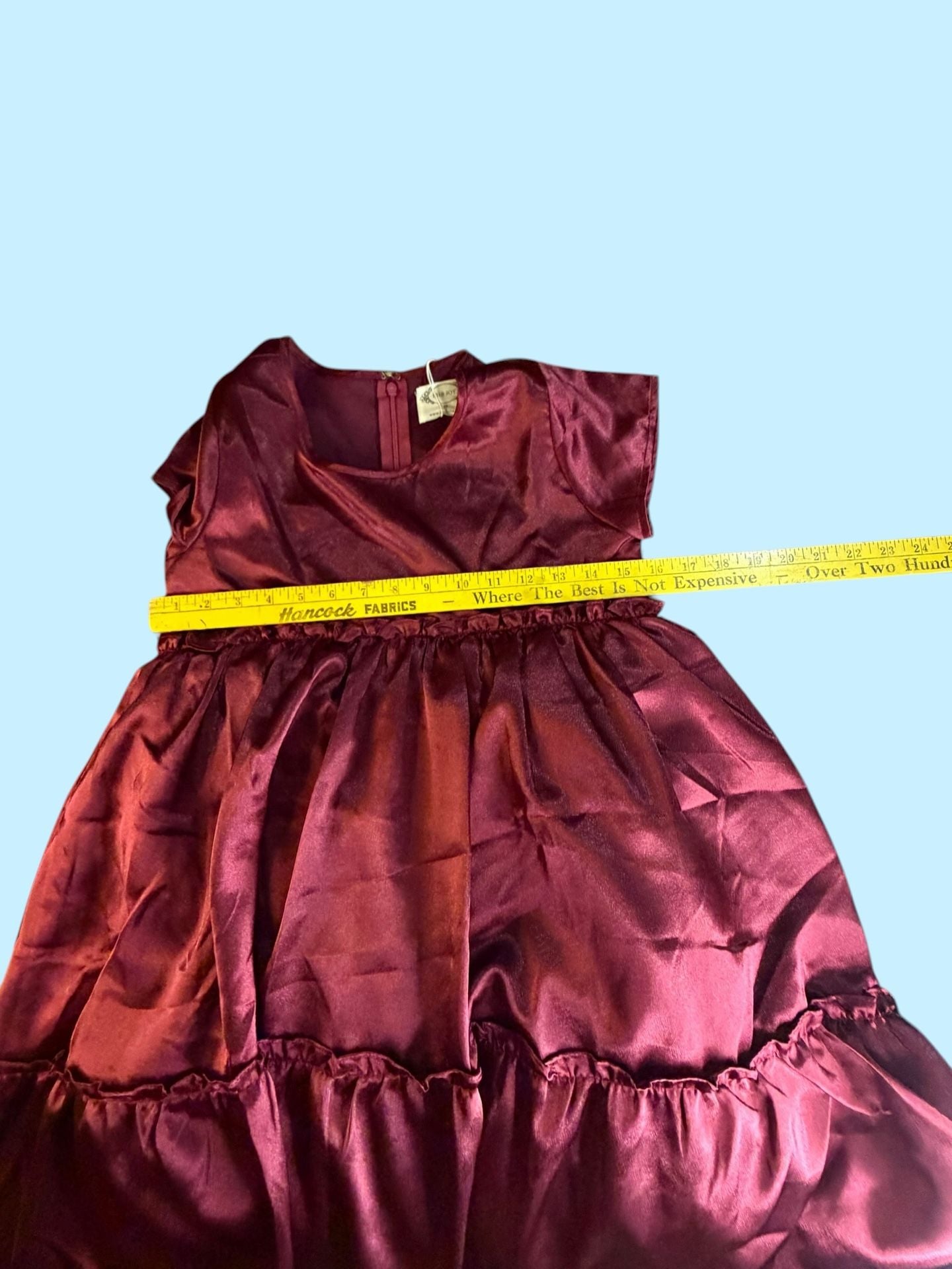 Joyfolie Lorelei Satin Tiered Ruffle Dress in Burgundy Size 12 13