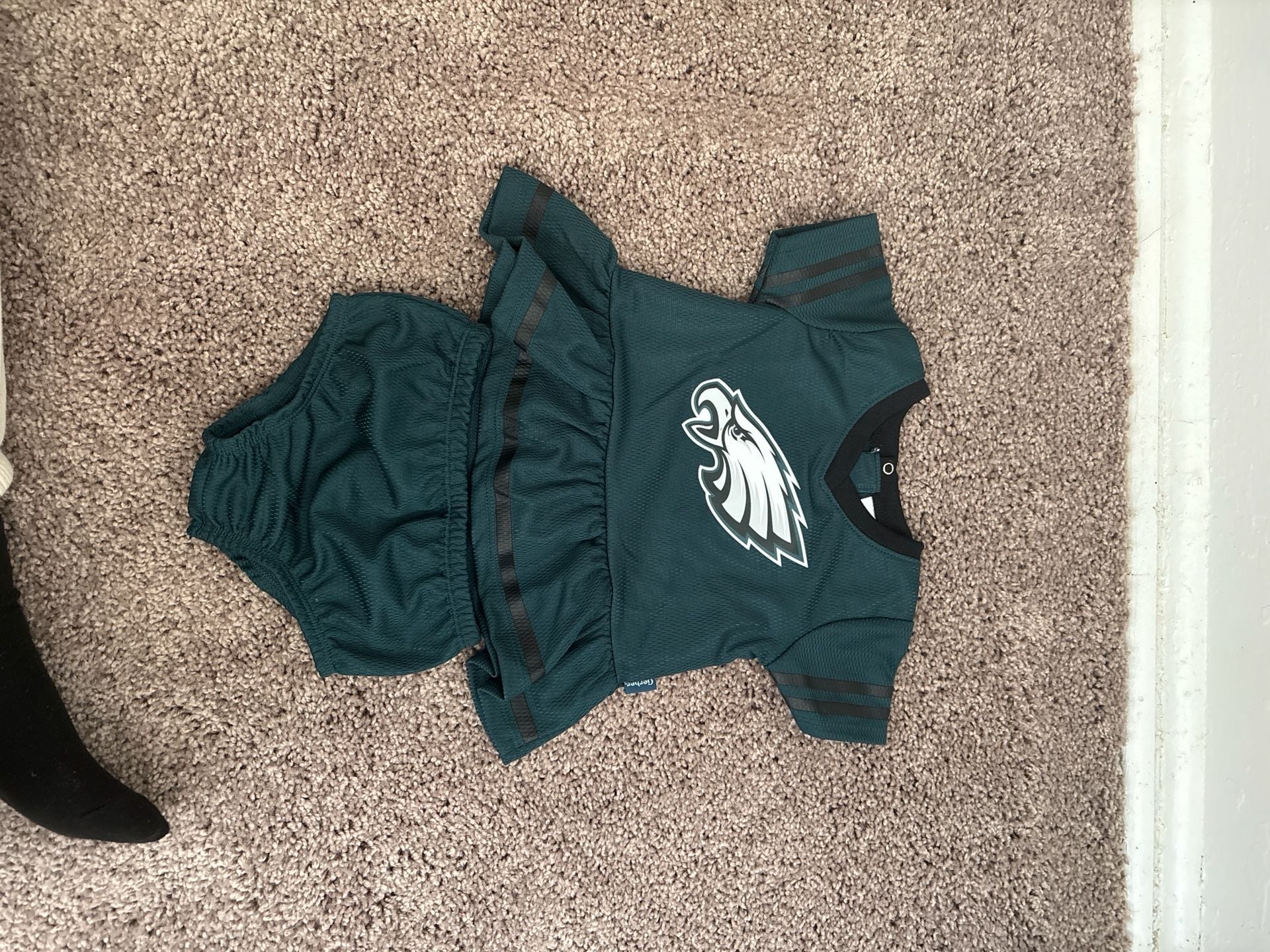 2-Piece Baby Girls Philadelphia Eagles Jersey Cheerleader Dress and Diaper Cover Set 1