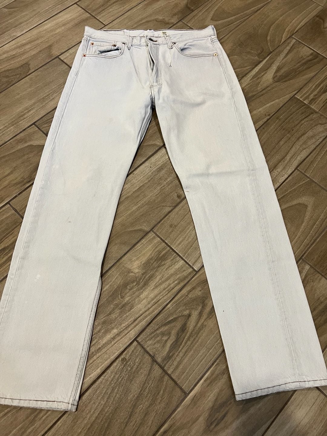 Levi's Authorized Vintage 501 White Wash Button Fly Jeans Made in USA Size 34x32 2