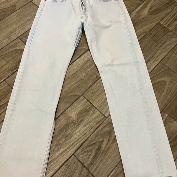 Levi's Authorized Vintage 501 White Wash Button Fly Jeans Made in USA Size 34x32