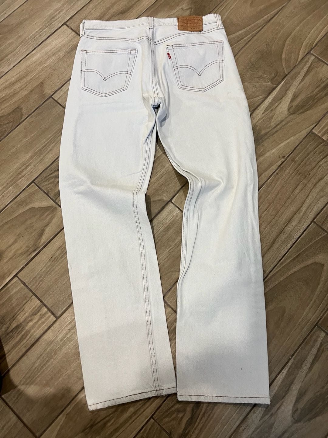 Levi's Authorized Vintage 501 White Wash Button Fly Jeans Made in USA Size 34x32 7