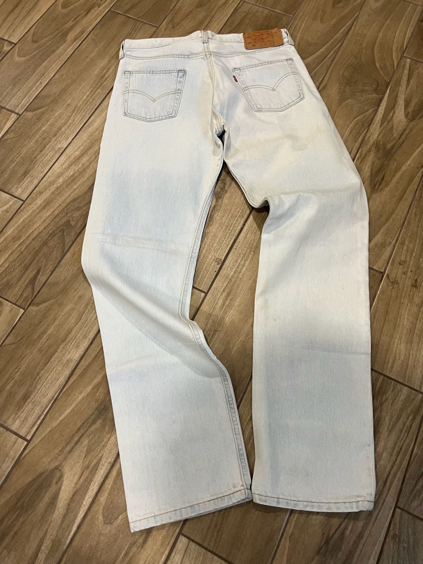 Vintage 90s Levi's 501 Made in USA Light Wash Straight Leg Button Fly Jeans 34x34 7