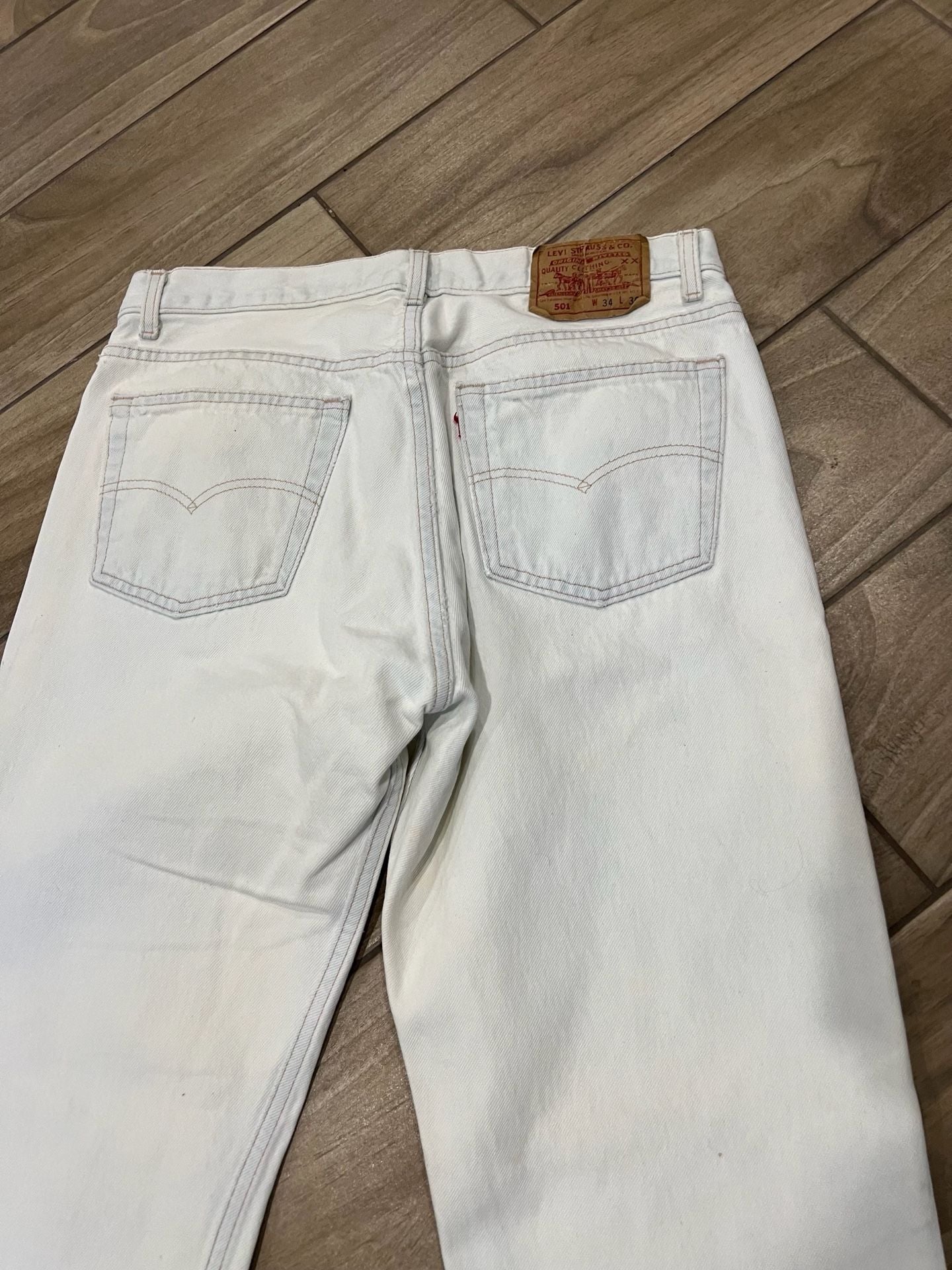 Vintage 1990s Levi's 501 Button Fly White Denim Jeans W34 L30 7