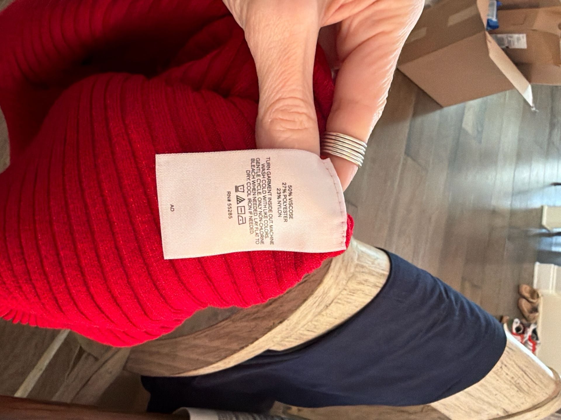Express Red Ribbed Square Neck Puff Shoulder Long Sleeve Sweater 7