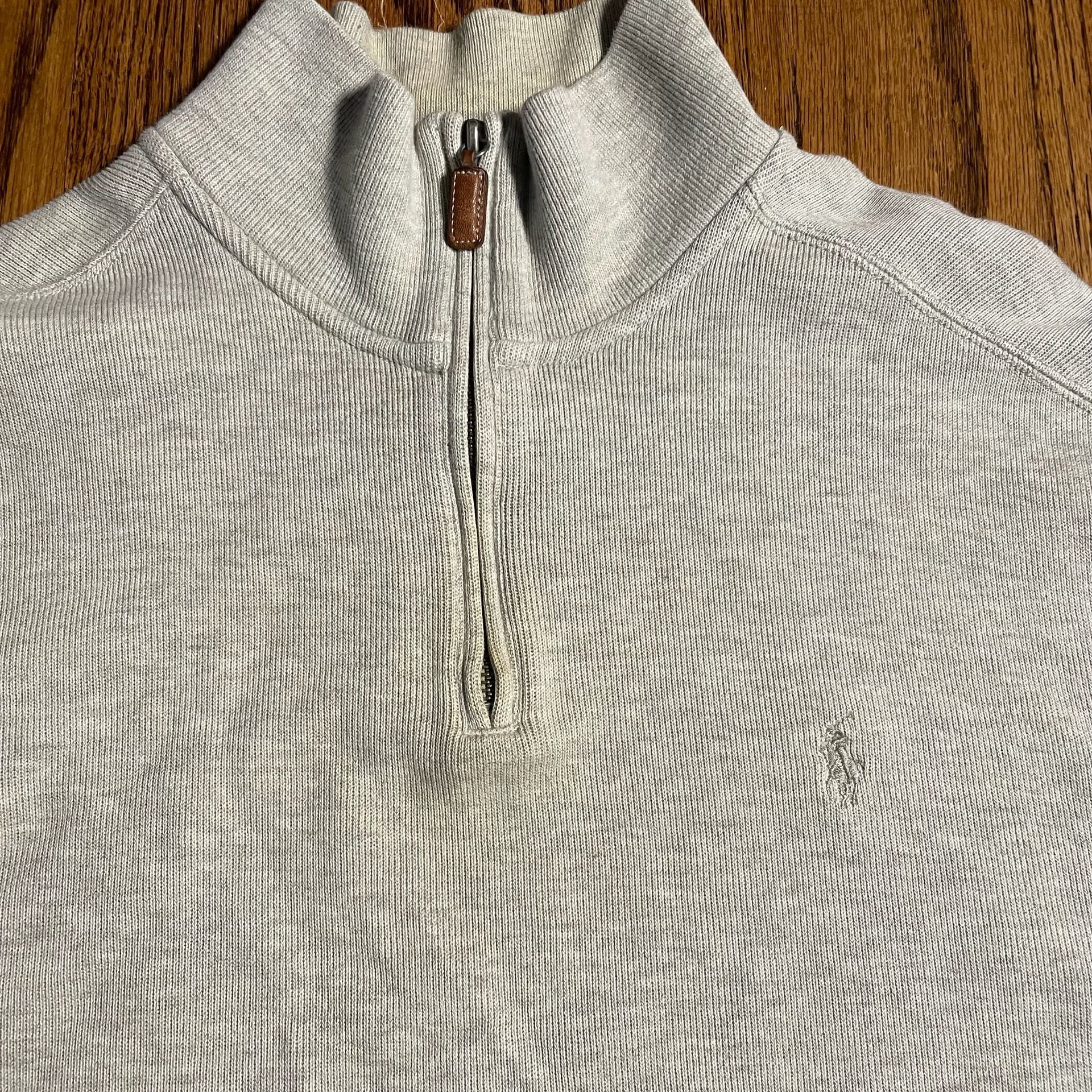 Polo Ralph Lauren Men's Gray Mesh-Knit 100% Cotton Quarter-Zip Pullover Sweater 2