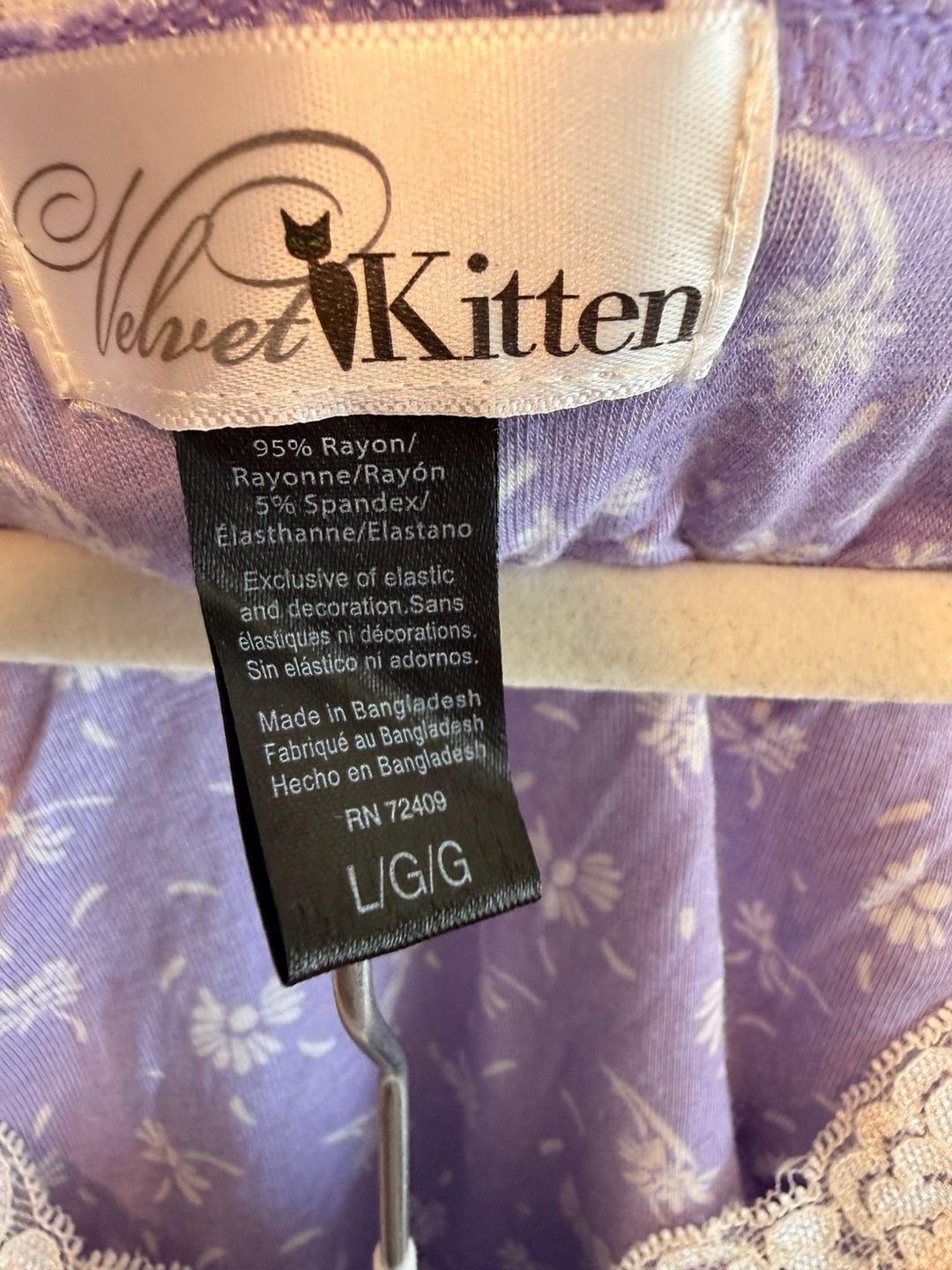 Velvet Kitten Purple Floral Lace Trim Cami and Short Pajama Set 3