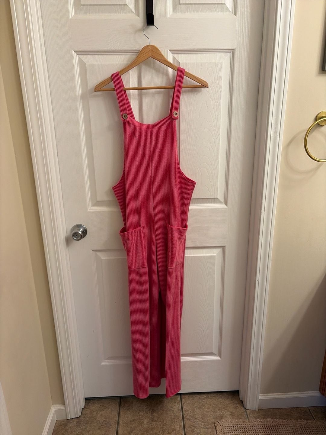 HEIMISH U.S.A Feelin' Fuchsia Ribbed Knit Overalls Jumper 2