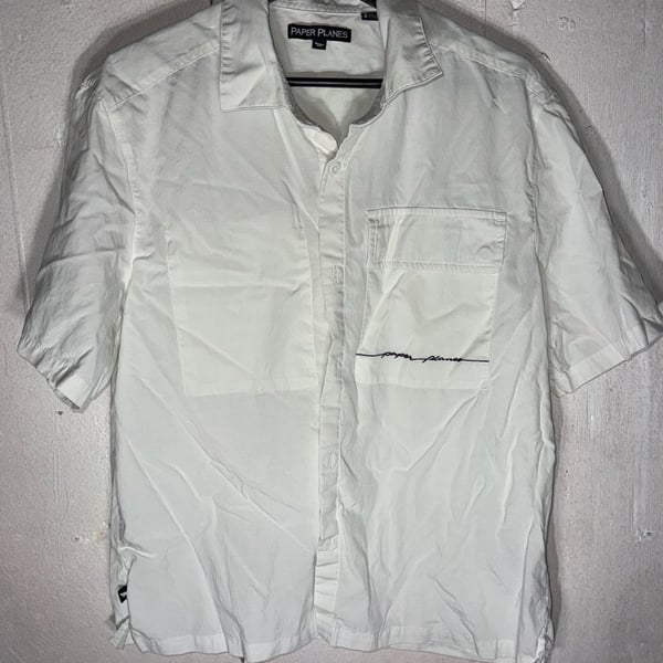 Paper Planes White Short Sleeve Tencel Cotton Button Down Shirt