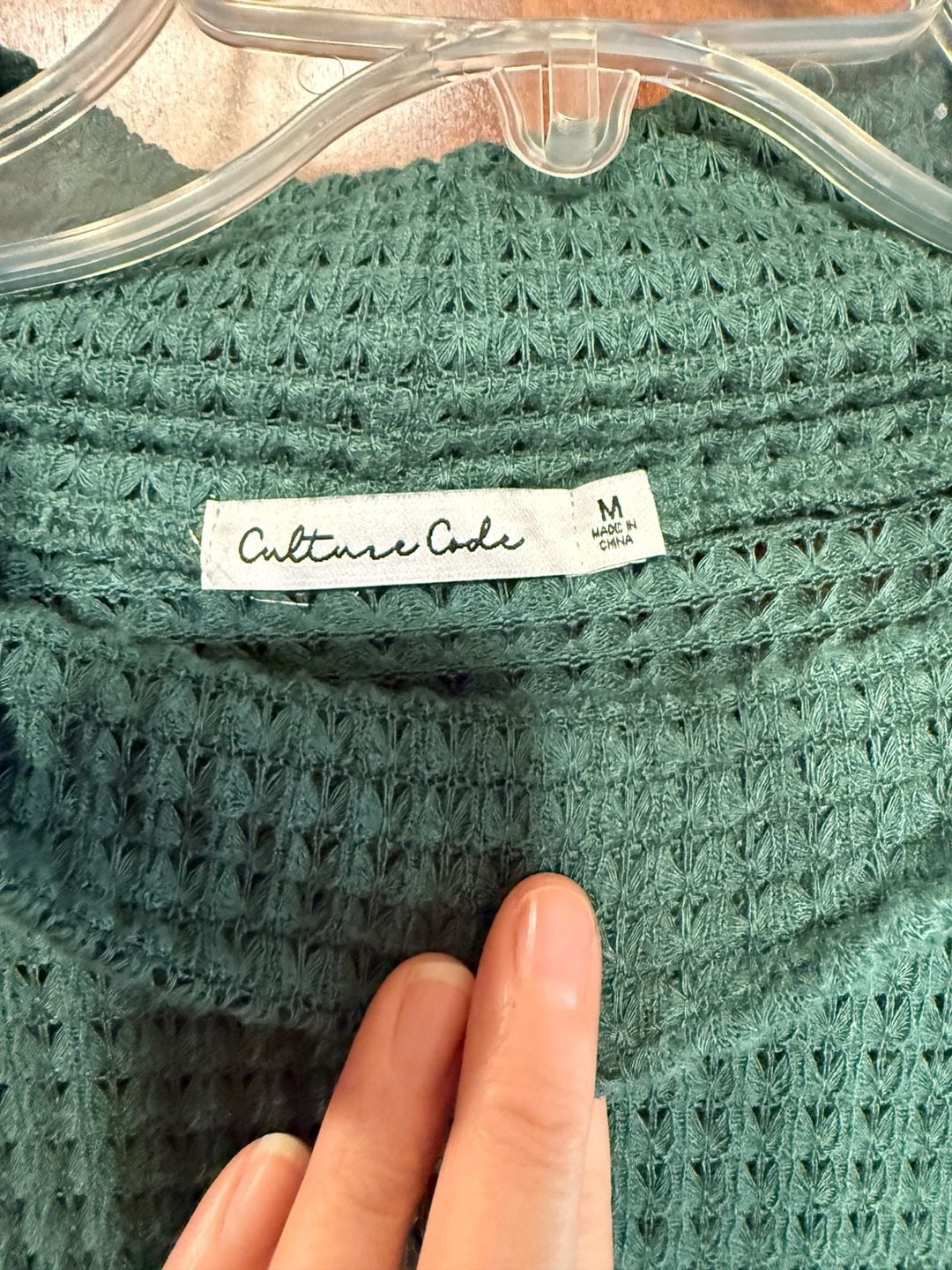 Culture Code Women's Teal Waffle Knit Funnel Neck Sweater Size Medium 3