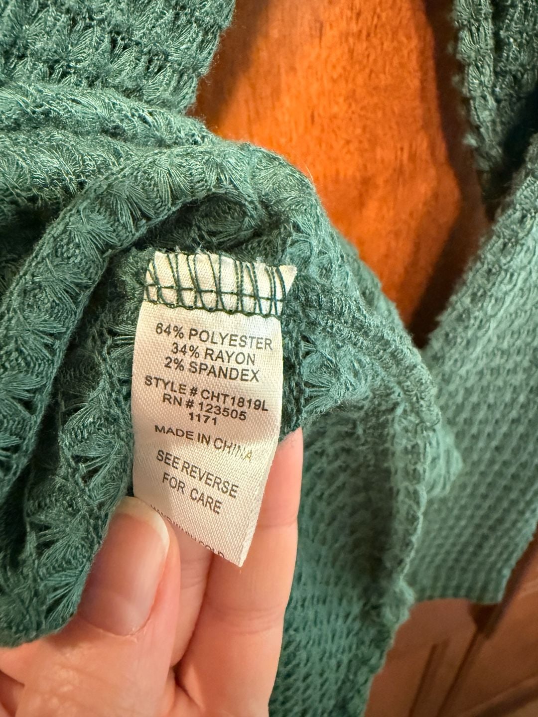 Culture Code Women's Teal Waffle Knit Funnel Neck Sweater Size Medium 4
