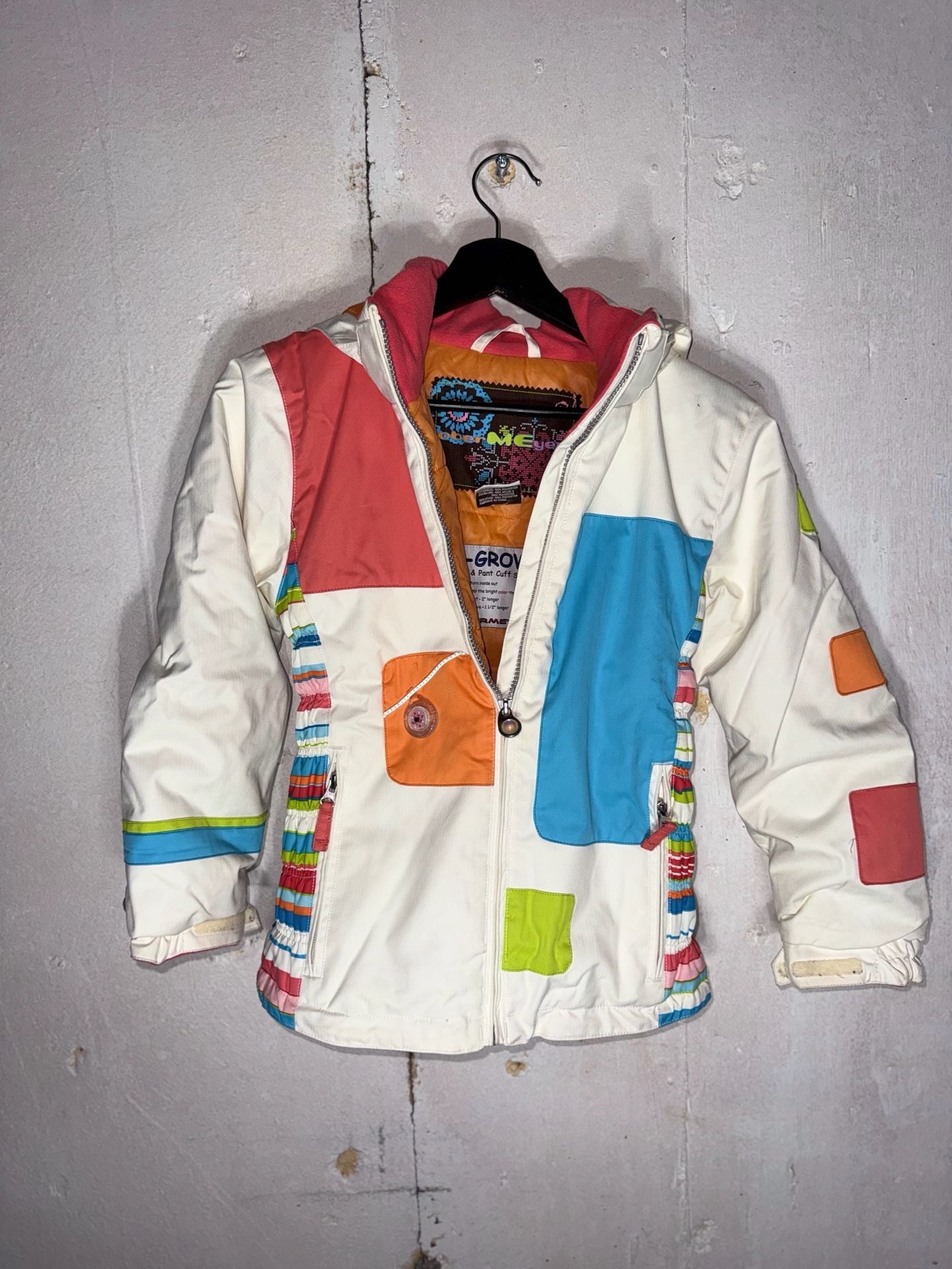 Obermeyer Kids Size 8 White Multi-Color Patchwork I-Grow Ski Jacket 2