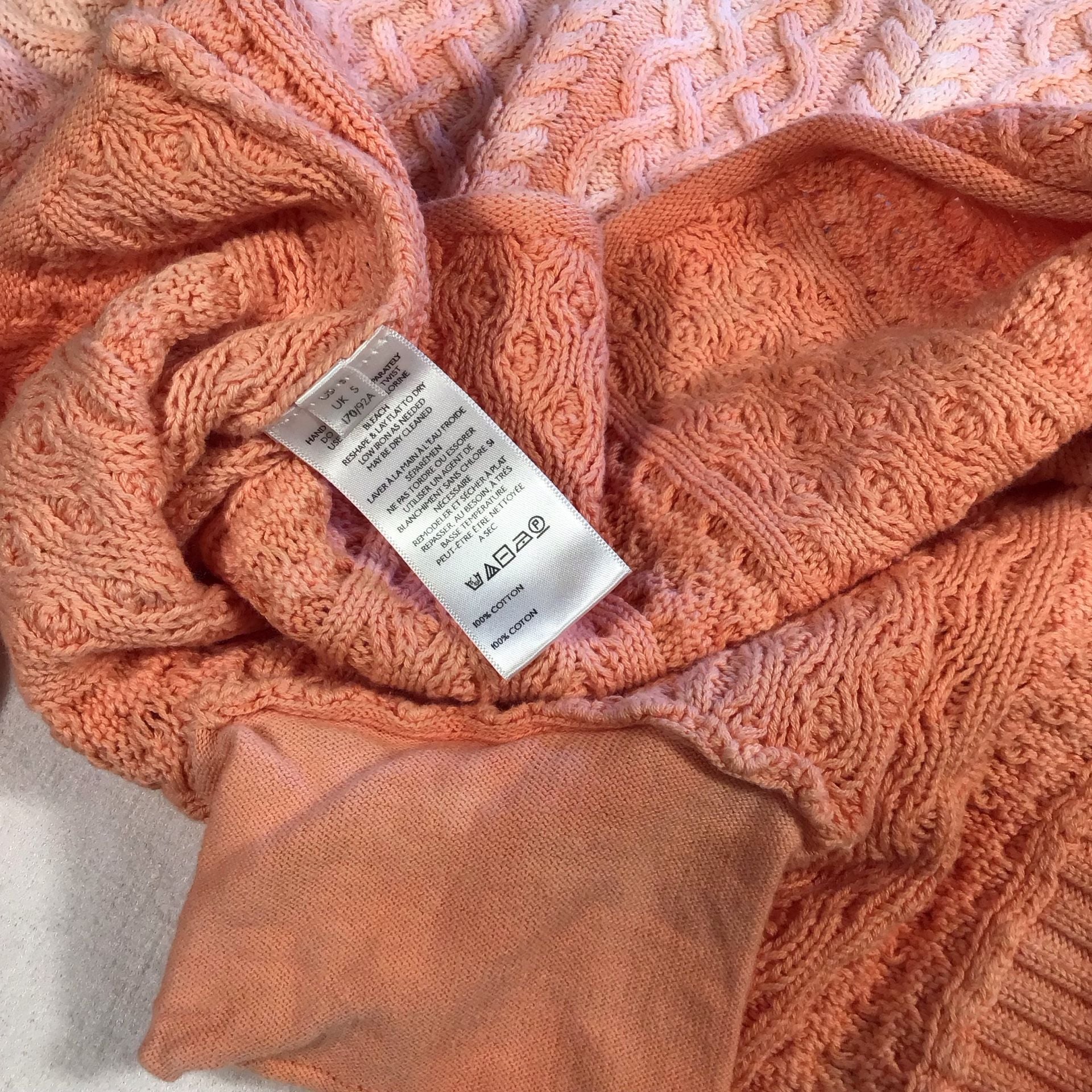 Free People Pink Rose Cloud Combo Cable Knit Cardigan Sweater Small  7