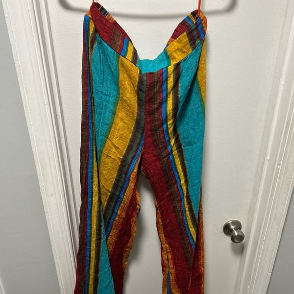 Cider Multicolor Striped Wide Leg Boho Festival Pants XXL