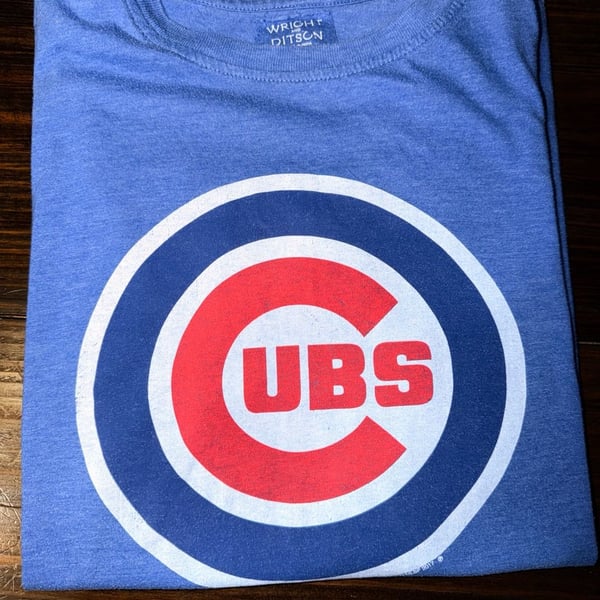Wright and Ditson Chicago Cubs Heathered Blue Distressed Logo T-Shirt
