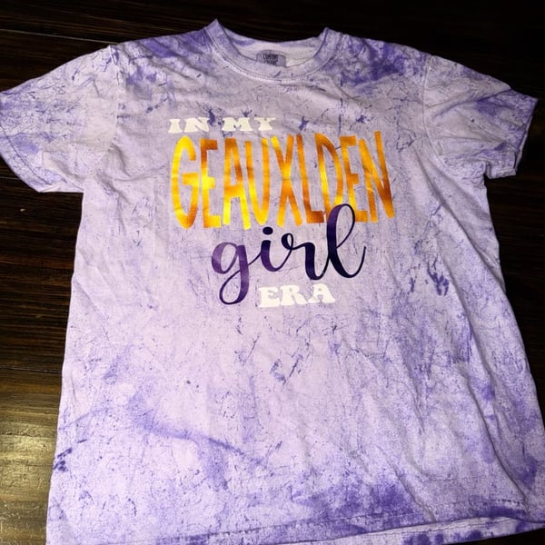 Comfort Colors In My Geauxlden Girl Era Purple Tie Dye Tee