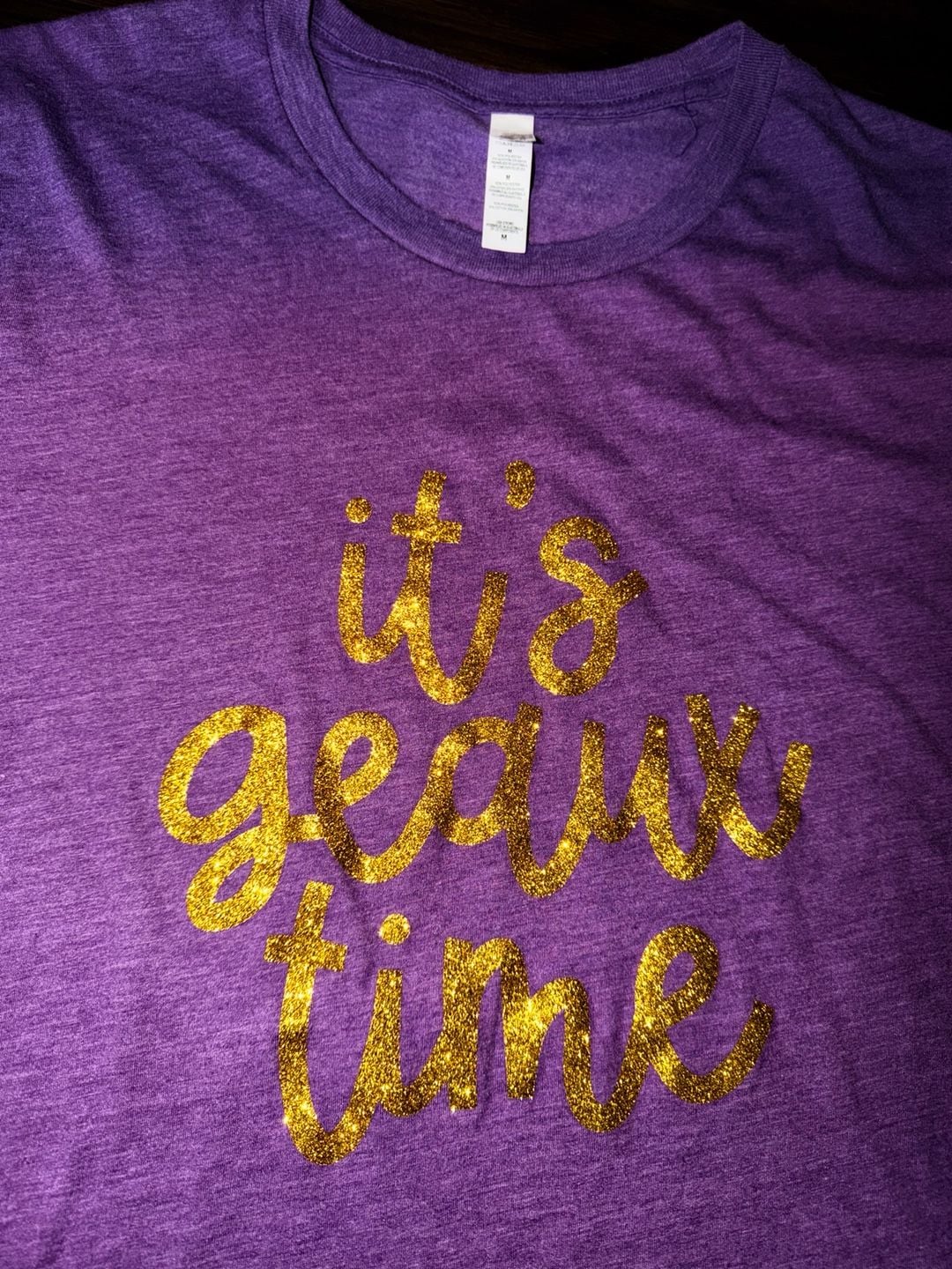 It's Geaux Time LSU Tigers Purple Glitter Graphic T-Shirt 2