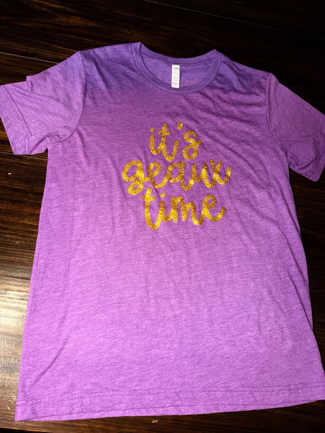 It's Geaux Time LSU Tigers Purple Glitter Graphic T-Shirt 3