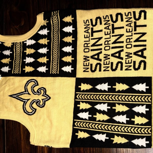 NFL Team Apparel New Orleans Saints Men's V-Neck Ugly Christmas Sweater Vest