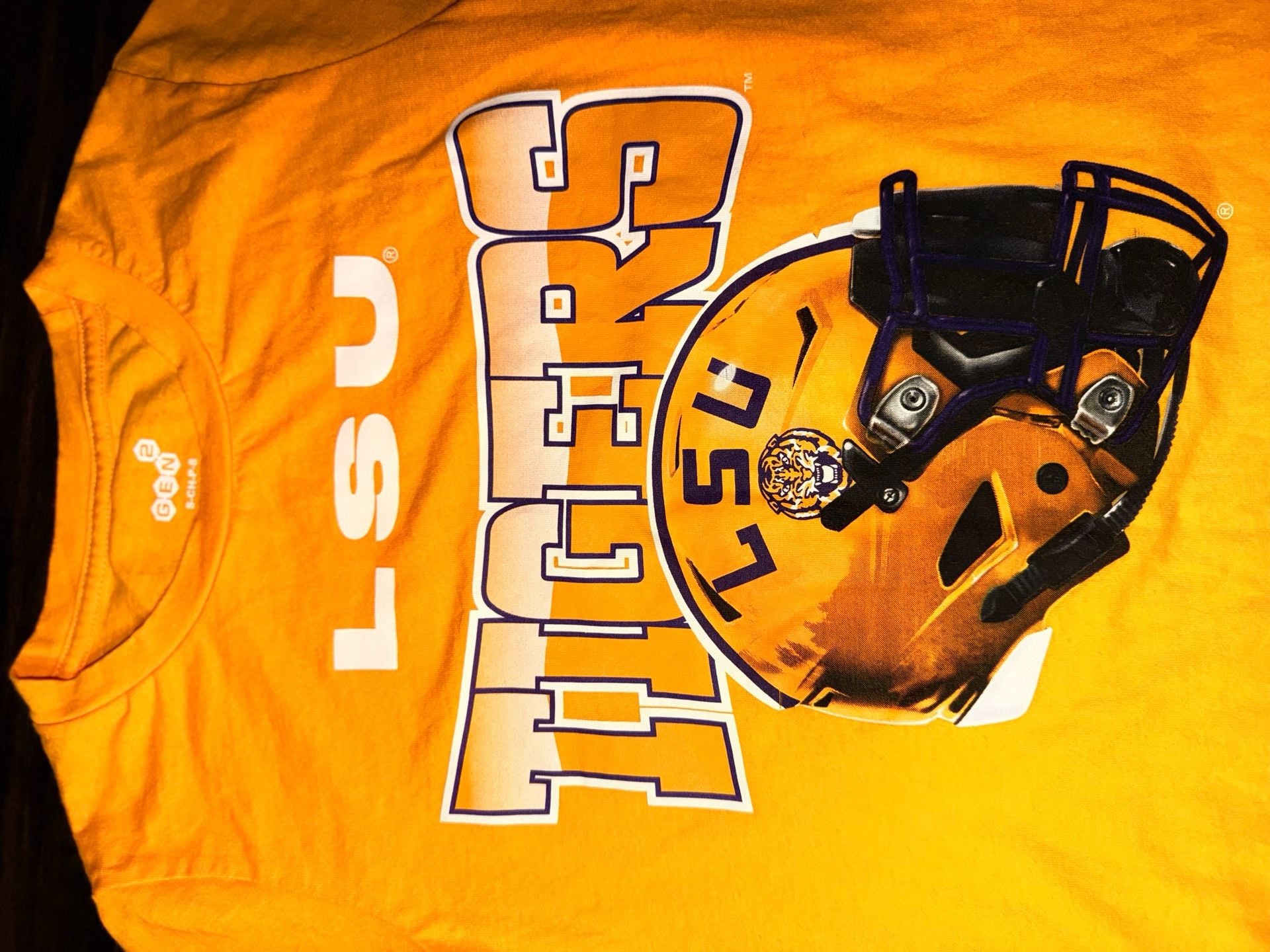 GEN2 Youth LSU Tigers Gold Helmet T-Shirt 2