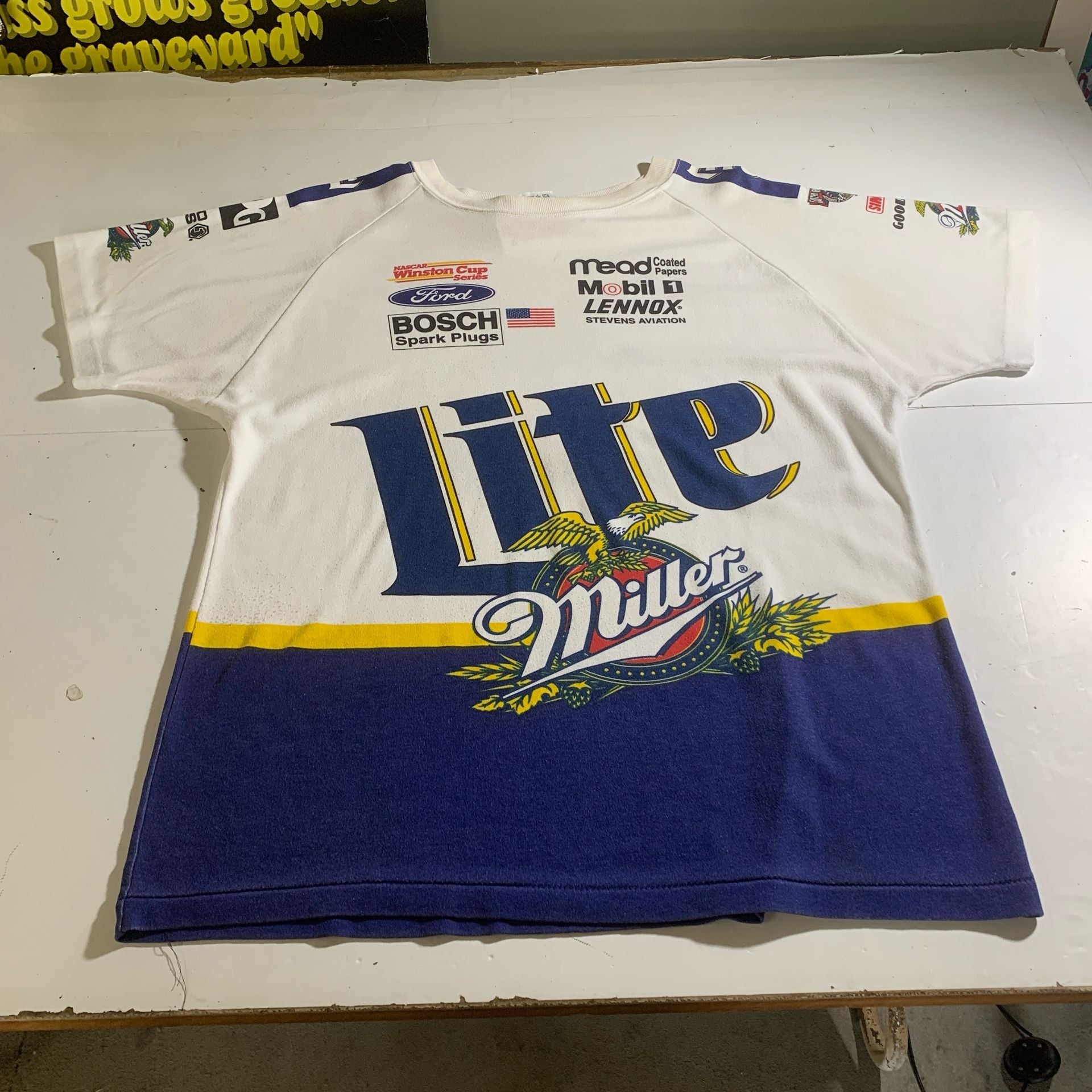 Vintage NASCAR Miller Lite Rusty Wallace Chase Authentics Racing Graphic T-Shirt Large (has stains) OF 2