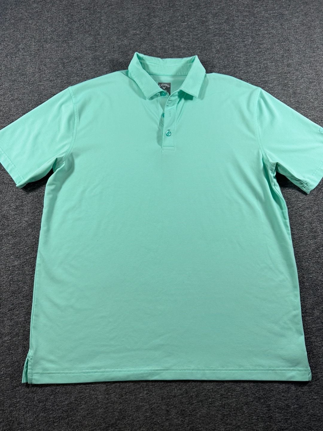 Callaway Opti-Dri Men's Large Aqua Green Striped Performance Golf Polo Shirt 3