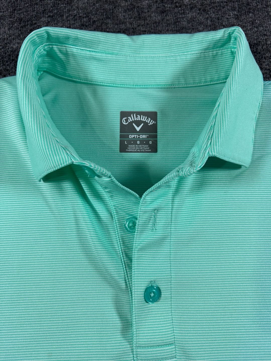 Callaway Opti-Dri Men's Large Aqua Green Striped Performance Golf Polo Shirt 4