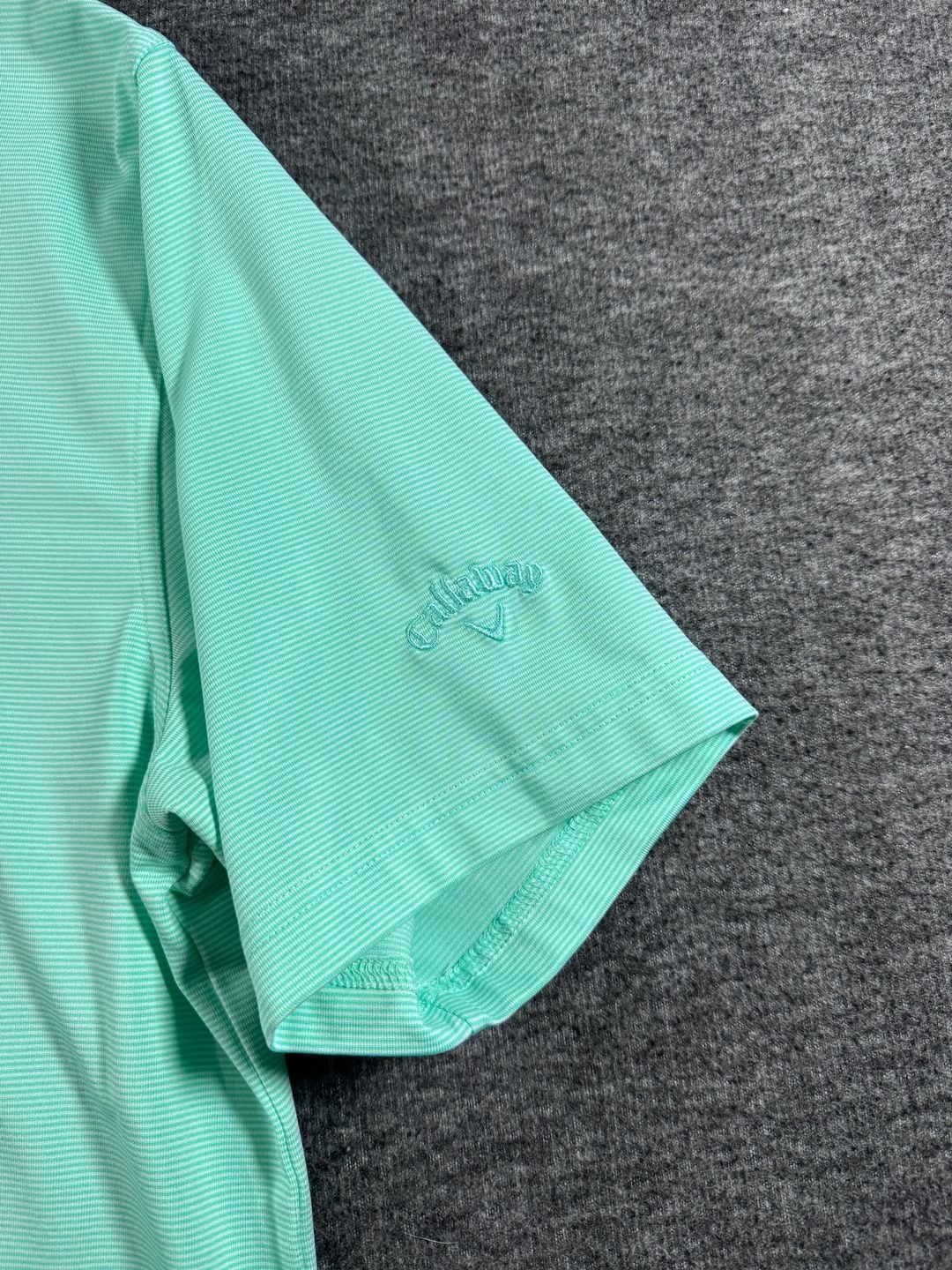 Callaway Opti-Dri Men's Large Aqua Green Striped Performance Golf Polo Shirt 6