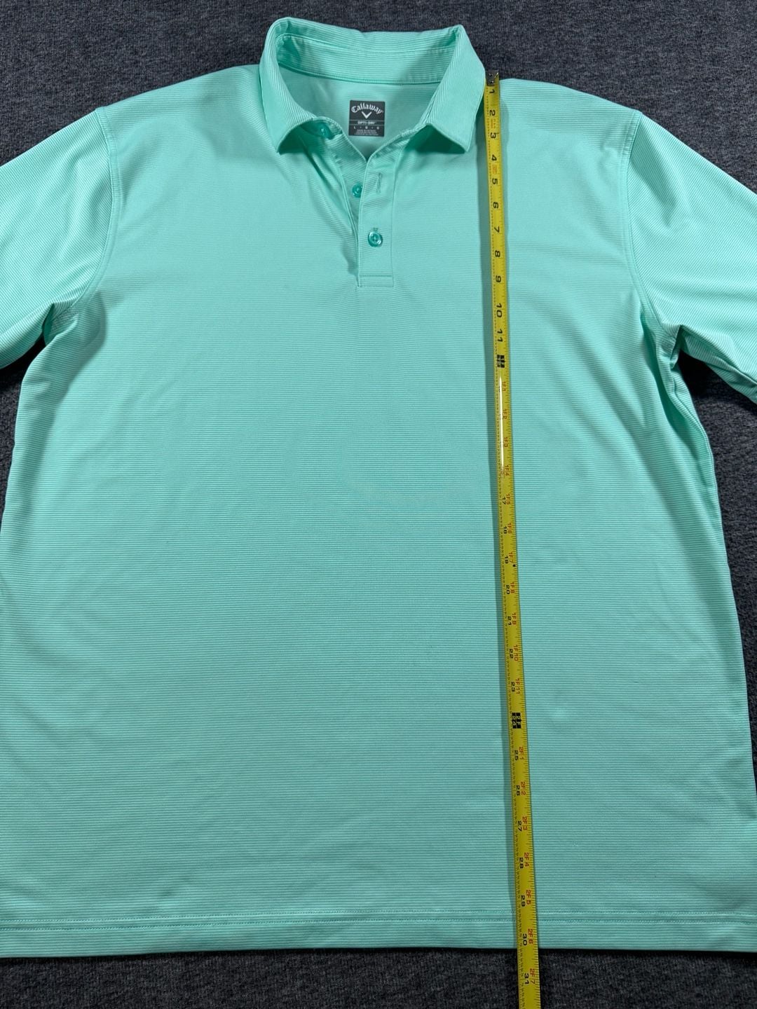 Callaway Opti-Dri Men's Large Aqua Green Striped Performance Golf Polo Shirt 7