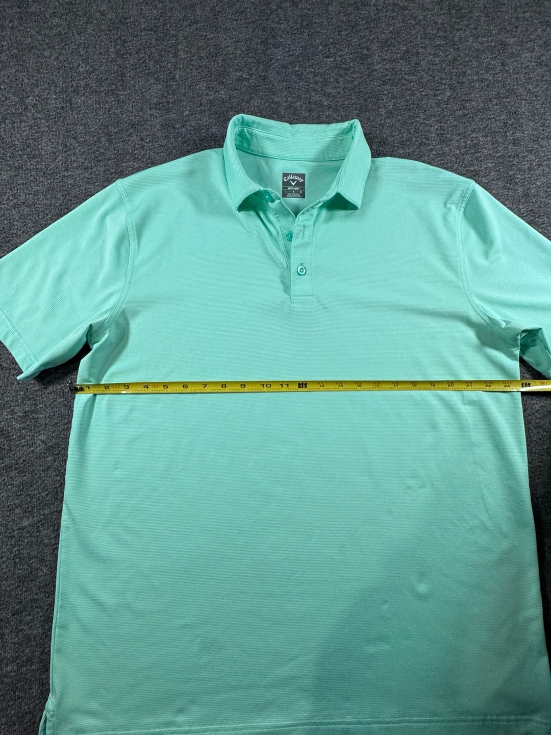 Callaway Opti-Dri Men's Large Aqua Green Striped Performance Golf Polo Shirt 8