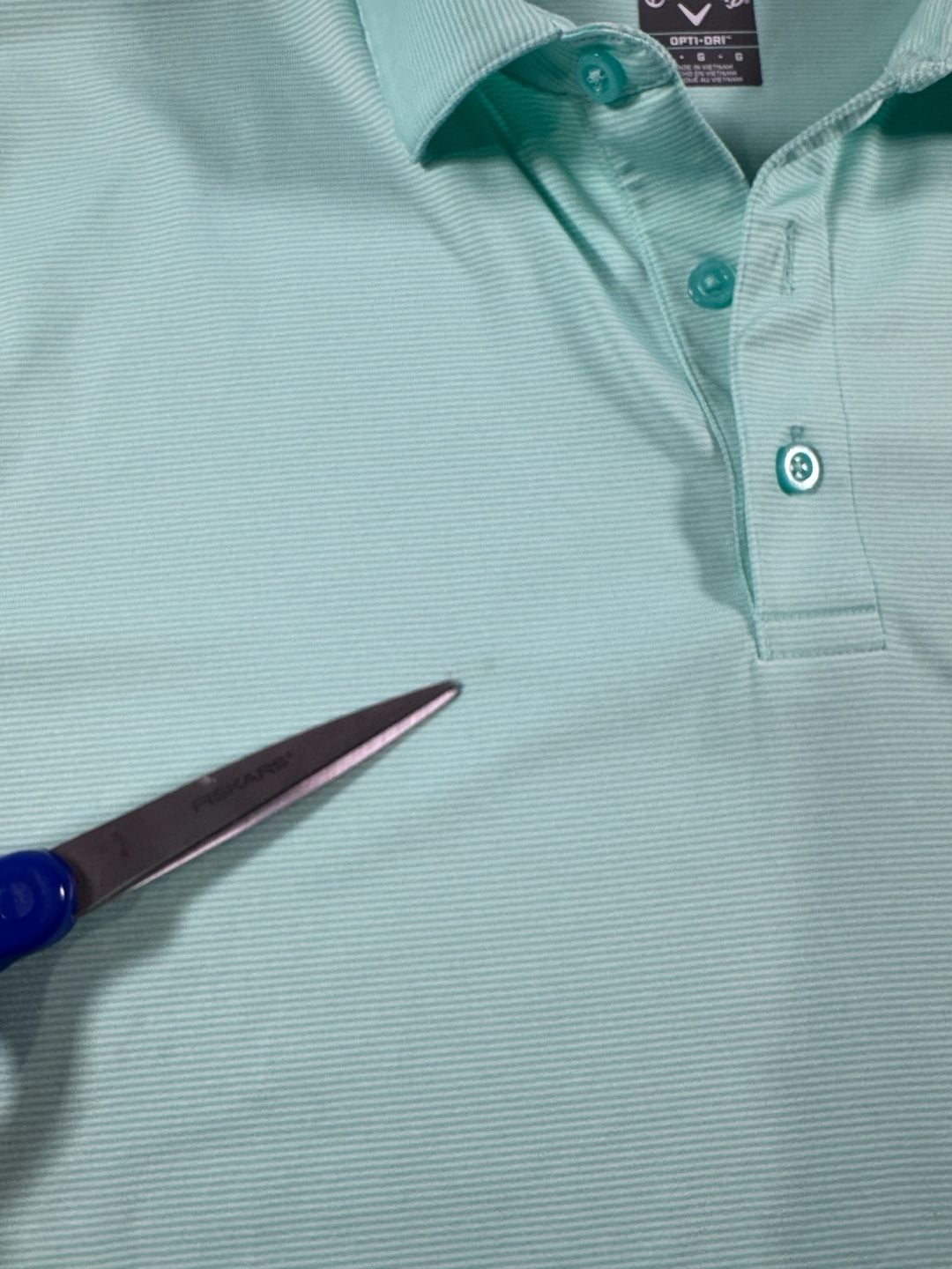 Callaway Opti-Dri Men's Large Aqua Green Striped Performance Golf Polo Shirt 10