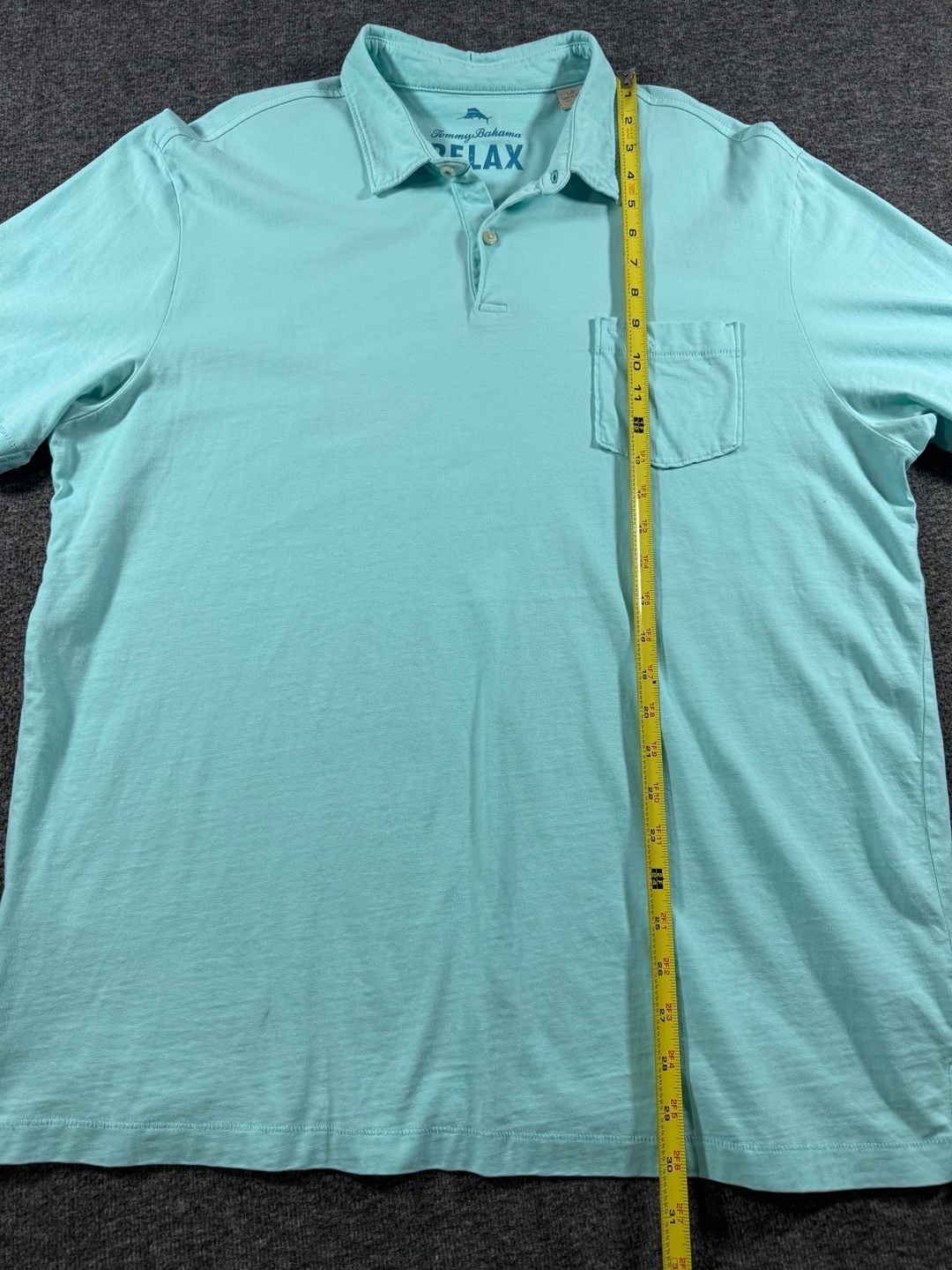 Tommy Bahama RELAX Men's 100% Pima Cotton Short Sleeve Pocket Polo Shirt Light Teal Large 9