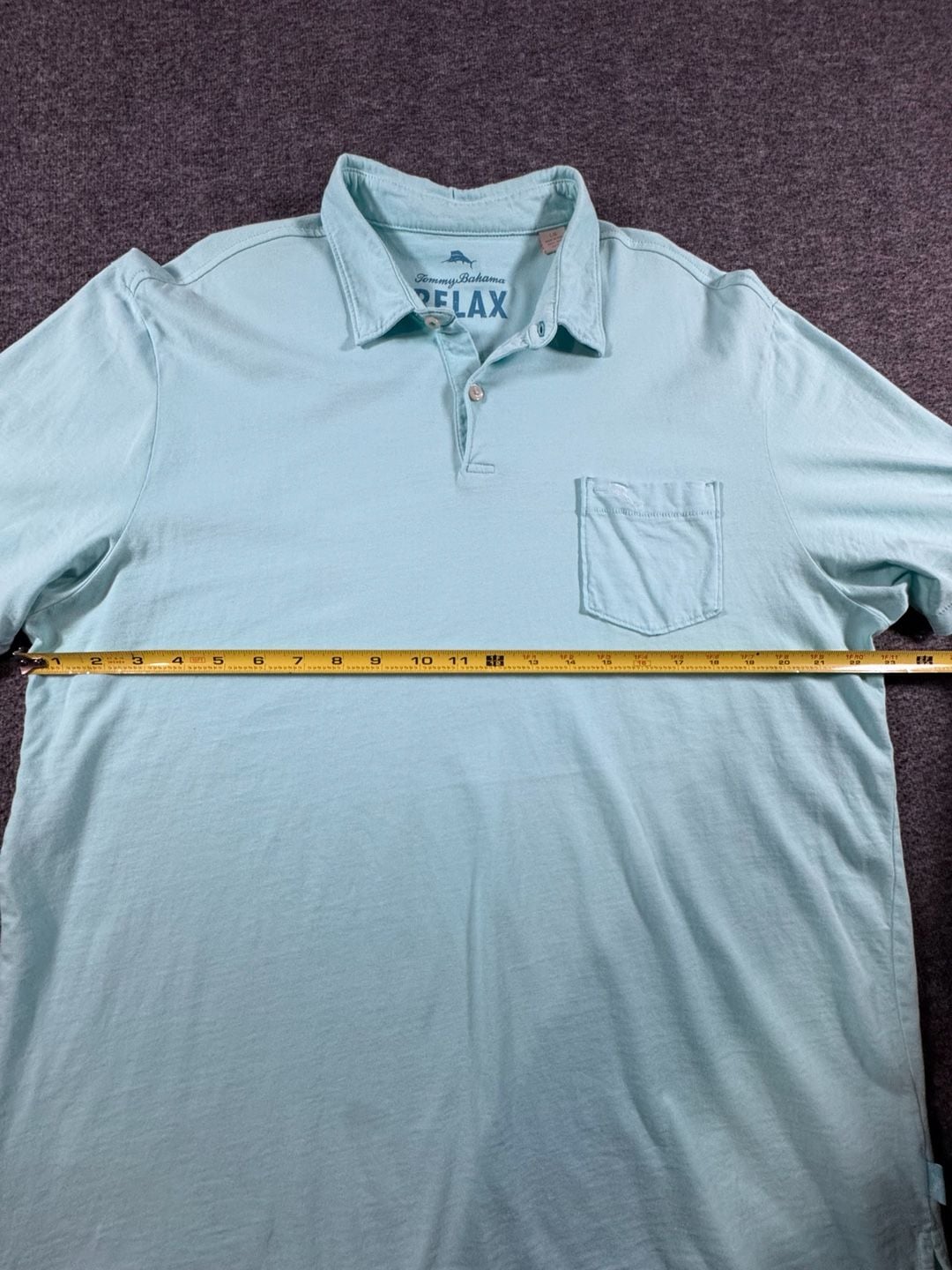 Tommy Bahama RELAX Men's 100% Pima Cotton Short Sleeve Pocket Polo Shirt Light Teal Large 10