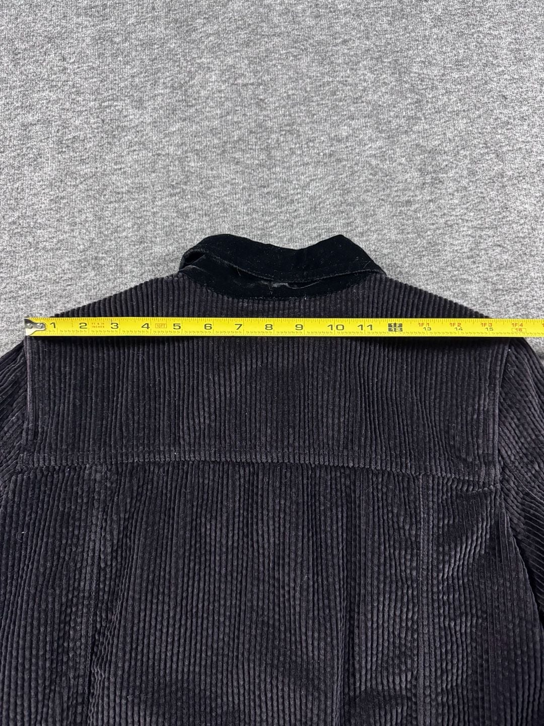 J. Jill Black Corduroy Button Up Trucker Jacket with Velvet Trim Petite MP 13