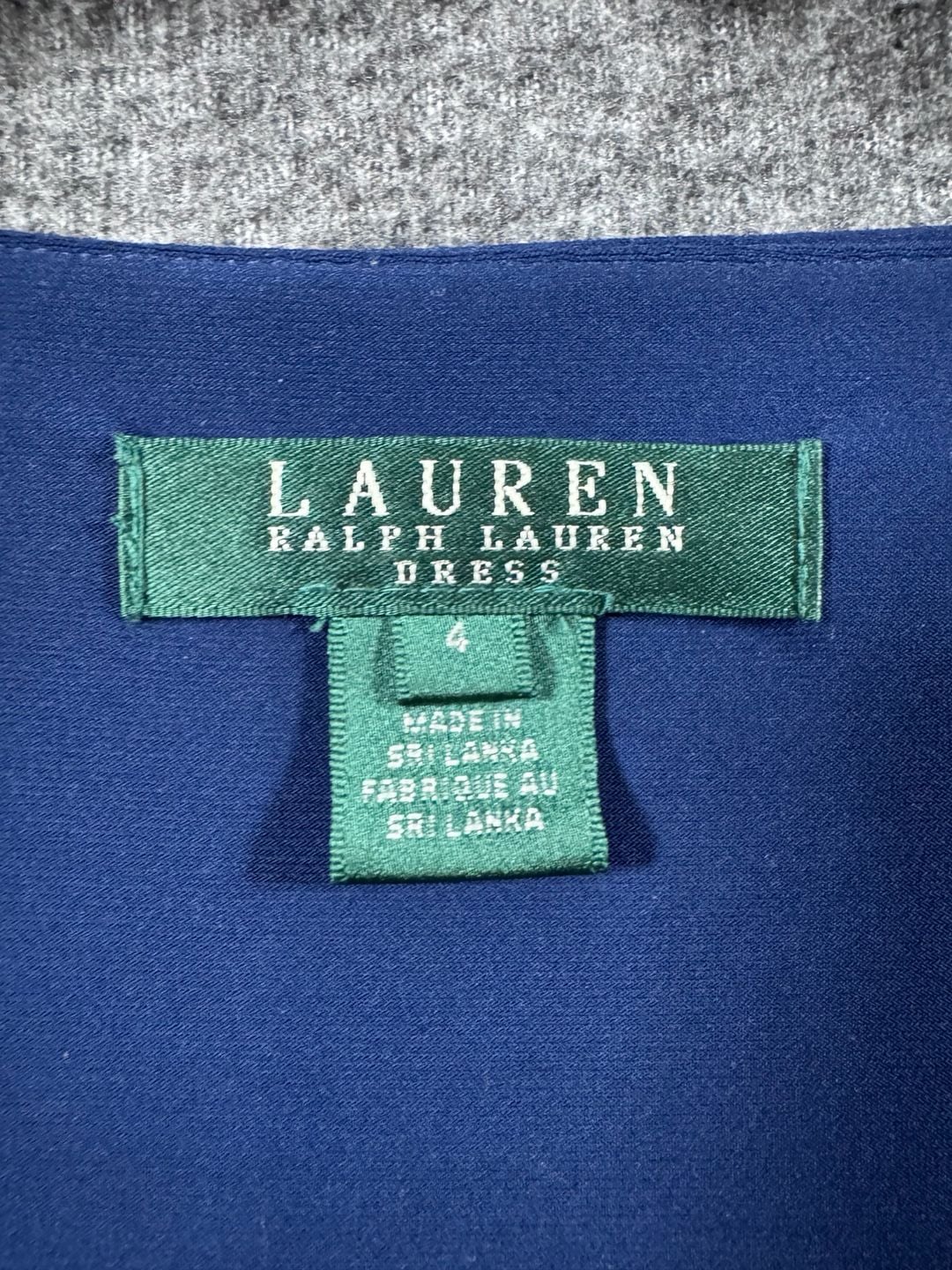 Lauren Ralph Lauren Navy Blue Faux Wrap Ruched Long Sleeve Midi Jersey Dress Size 4 4