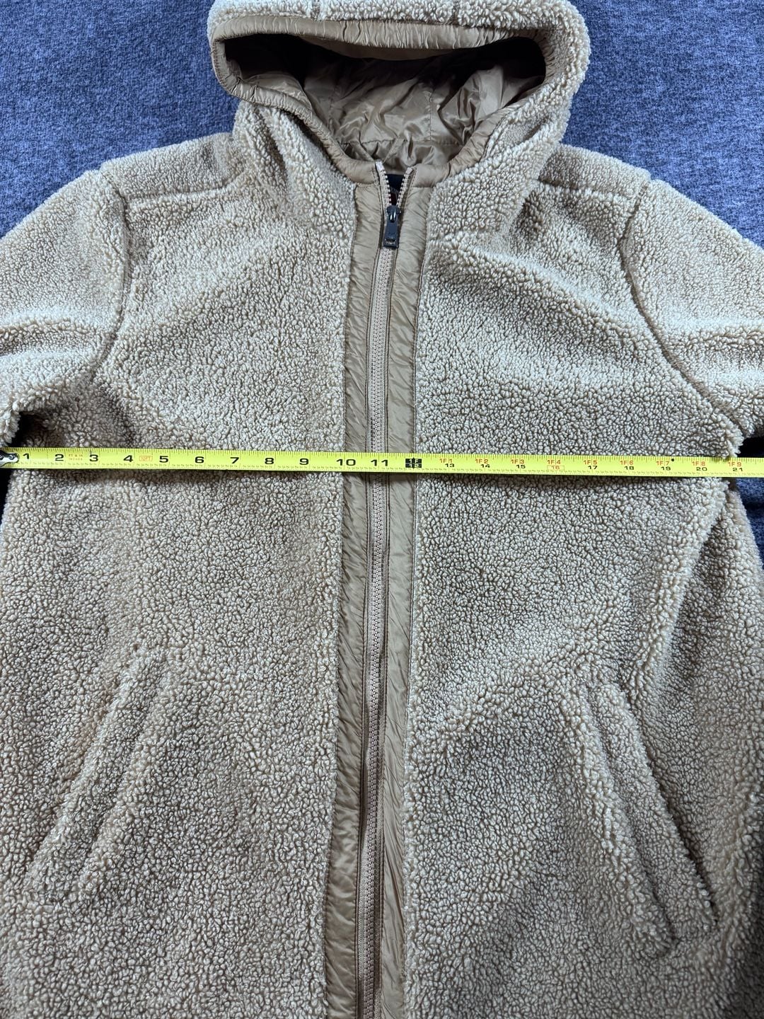 1 Madison Expedition Heritage Collection Sherpa Fleece Hooded Teddy Jacket Tan Size L 9