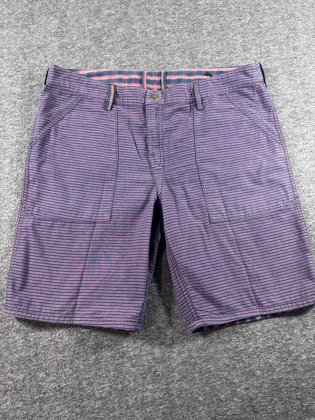 Tommy Bahama Mens Baja Double Weave Reversible Shorts Purple Striped Plaid Size 35 2
