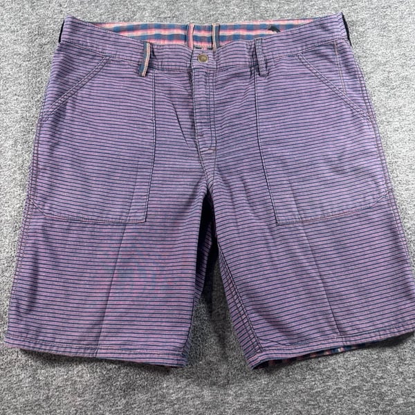Tommy Bahama Mens Baja Double Weave Reversible Shorts Purple Striped Plaid Size 35