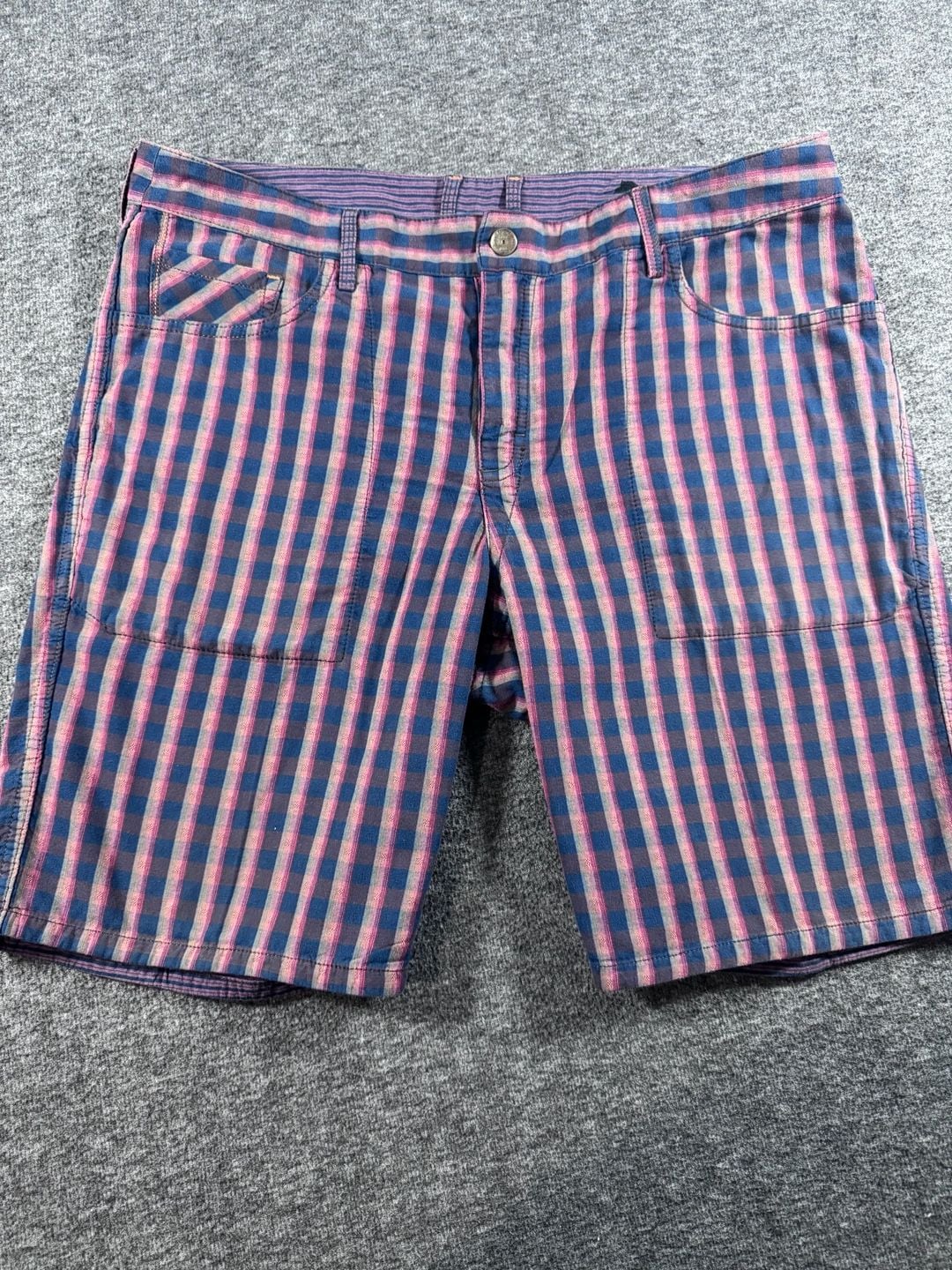Tommy Bahama Mens Baja Double Weave Reversible Shorts Purple Striped Plaid Size 35 3