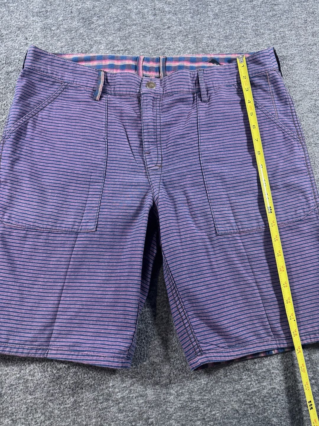Tommy Bahama Mens Baja Double Weave Reversible Shorts Purple Striped Plaid Size 35 4