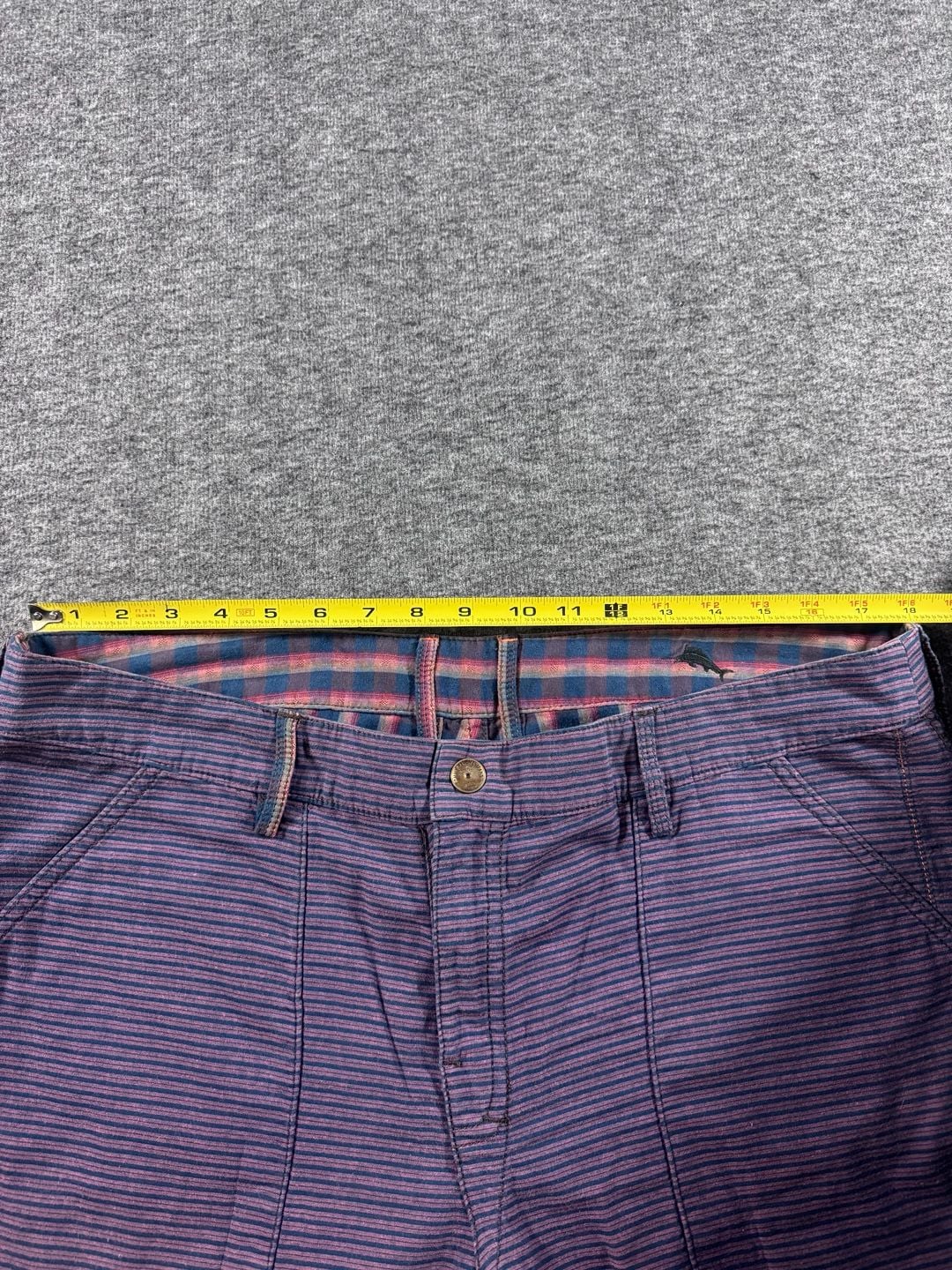 Tommy Bahama Mens Baja Double Weave Reversible Shorts Purple Striped Plaid Size 35 5