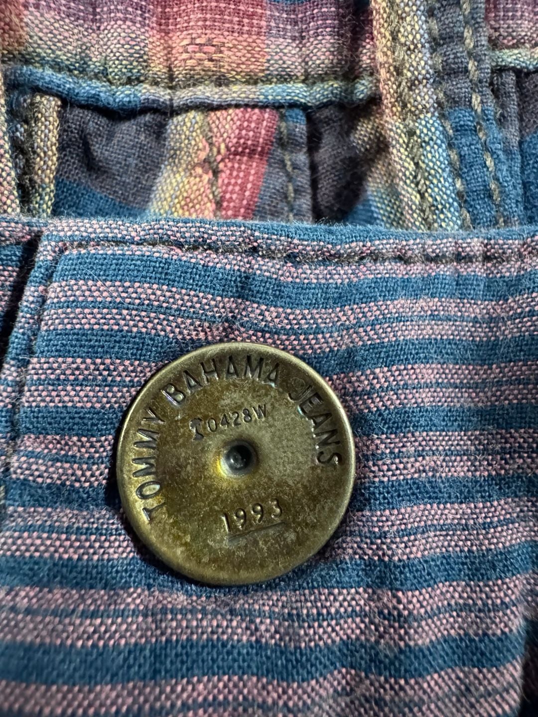 Tommy Bahama Mens Baja Double Weave Reversible Shorts Purple Striped Plaid Size 35 6