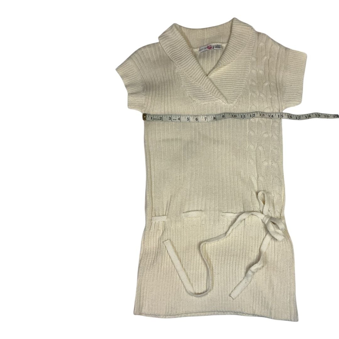 💟Body Central Ivory Ribbed Cable Knit Short Sleeve Sweater Tunic Dress 4